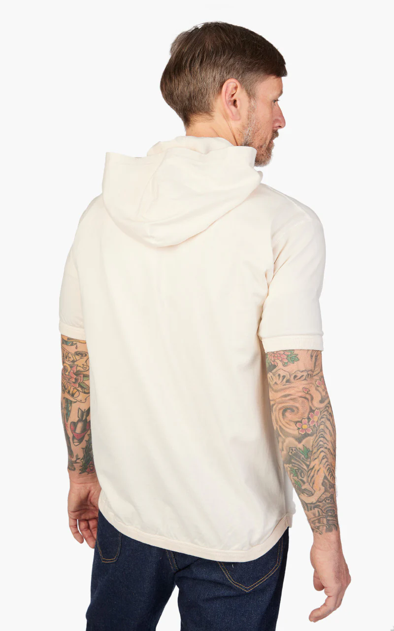 Fullcount 5222FD Flat Seam Heavyweight Hoodie T-Shirt Ecru - Image 6