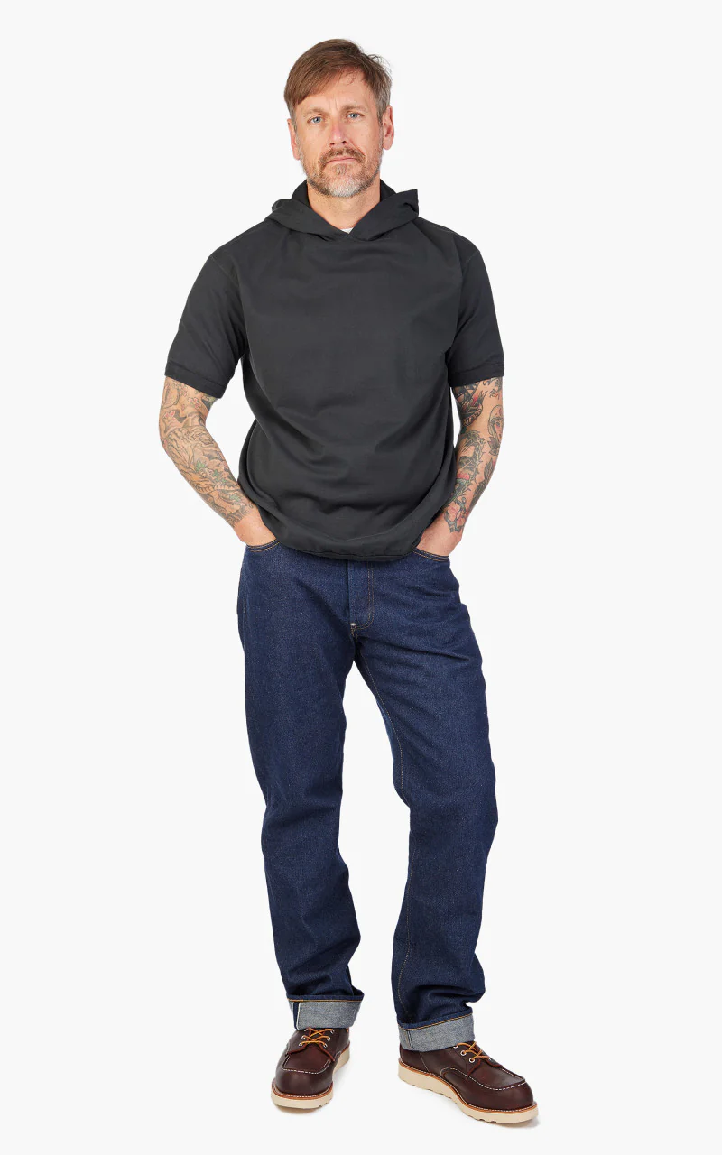 Fullcount 5222FD Flat Seam Heavyweight Hoodie T-Shirt Ink Black - Image 2