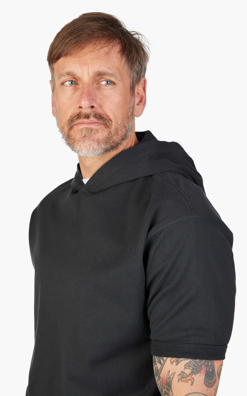 Fullcount 5222FD Flat Seam Heavyweight Hoodie T-Shirt Ink Black - Image 5