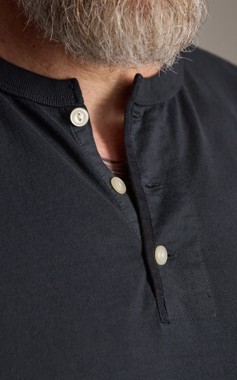 Fullcount 5222H-21 Flat Seam Heavyweight Henley T-Shirt Ink Black - Image 4