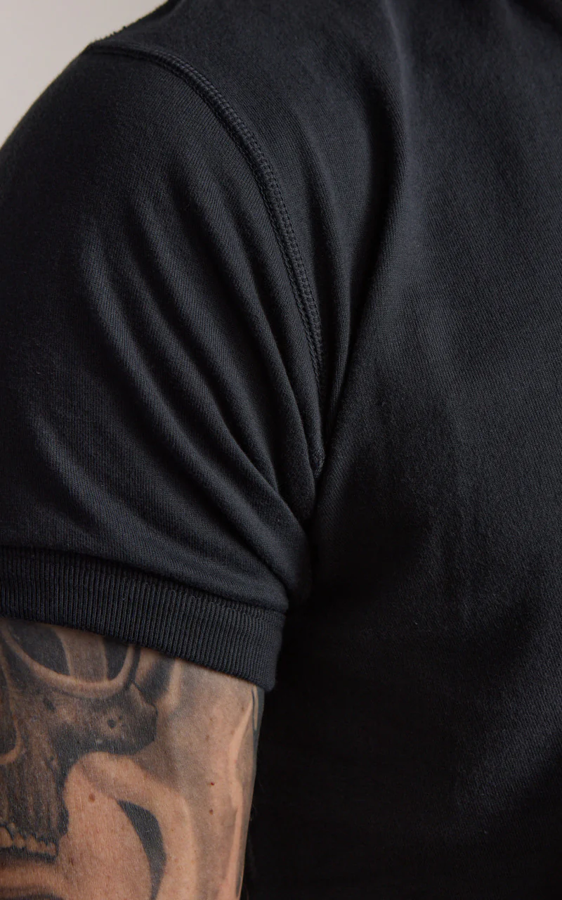 Fullcount 5222H-21 Flat Seam Heavyweight Henley T-Shirt Ink Black - Image 5