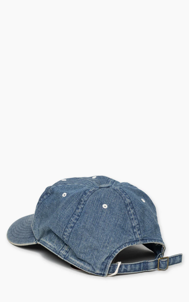 Fullcount 6843HW 6-Panel Denim Baseball Cap 'F' Patch Indigo Blue - Image 3