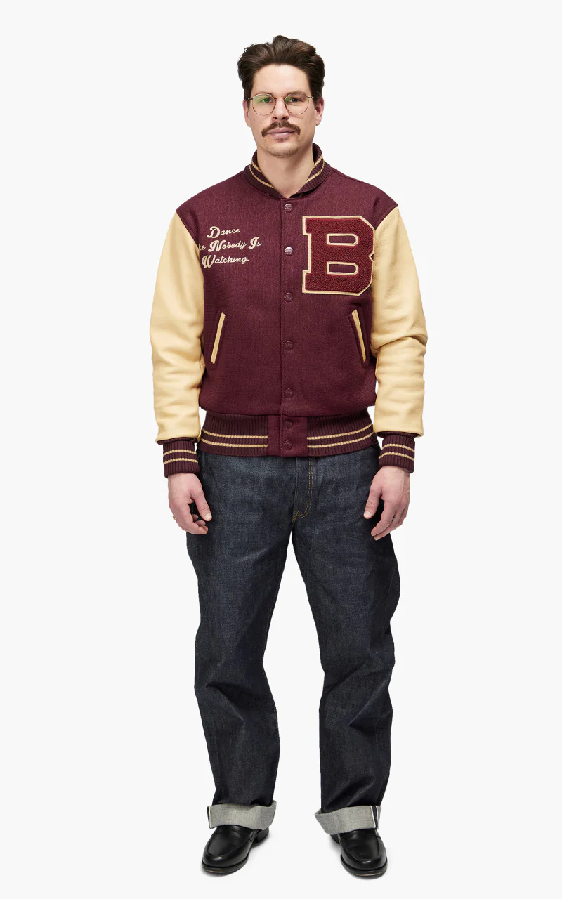 Fullcount BBJ-021 Brown´s Beach Varsity Jacket Burgundy "30th Anniversary" - Image 2