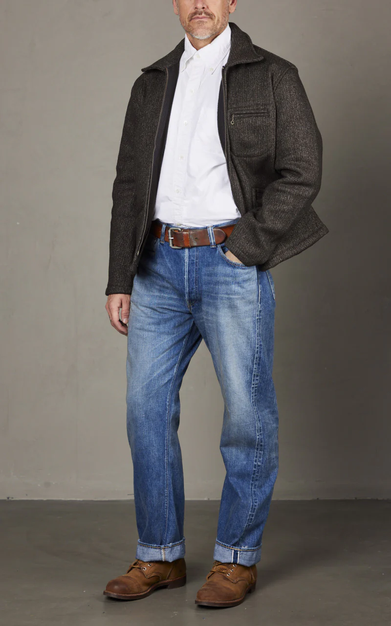BBJ-024 Browns Beach Truckers Jacket Oxford Grey - Image 3