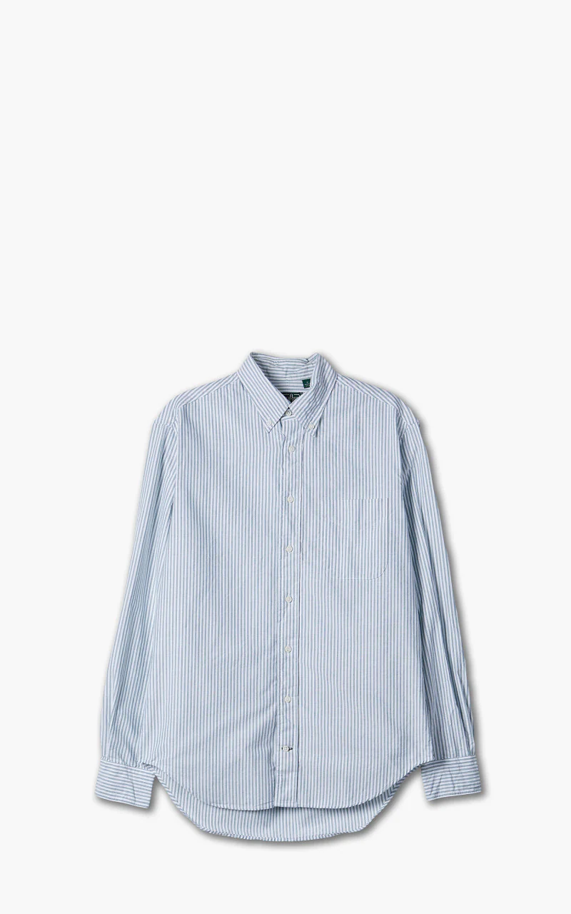 Gitman Vintage Button Down L/S Shirt Oxford Green Stripe