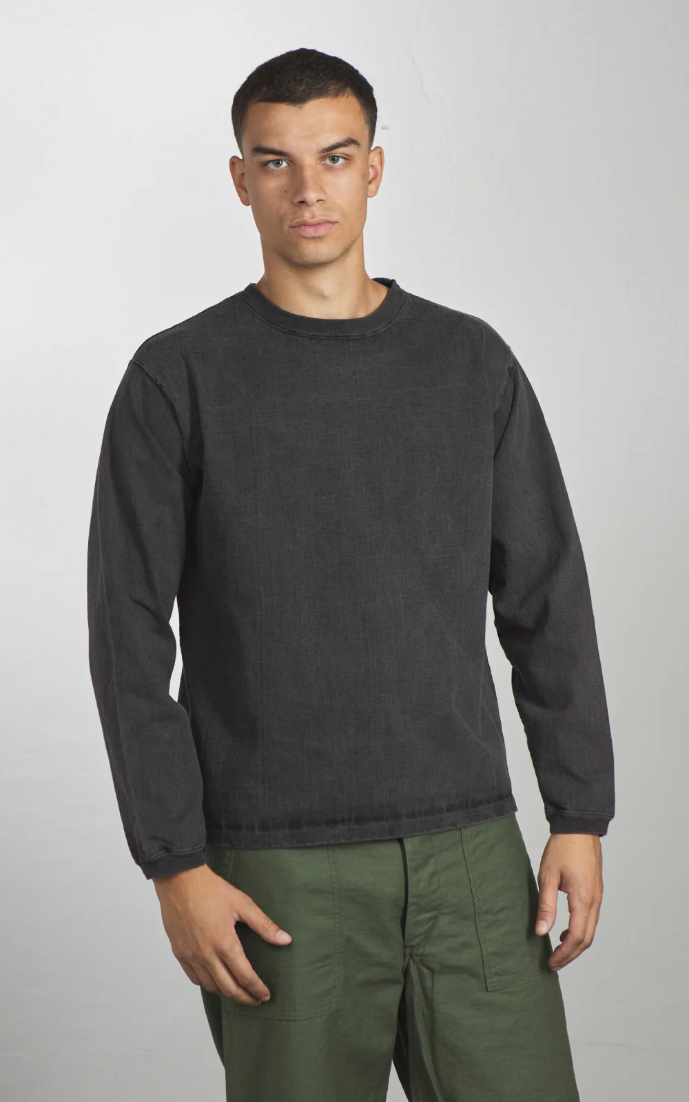 Good On Heavy Jersey L/S Crew T-Shirt P-Black - Image 2