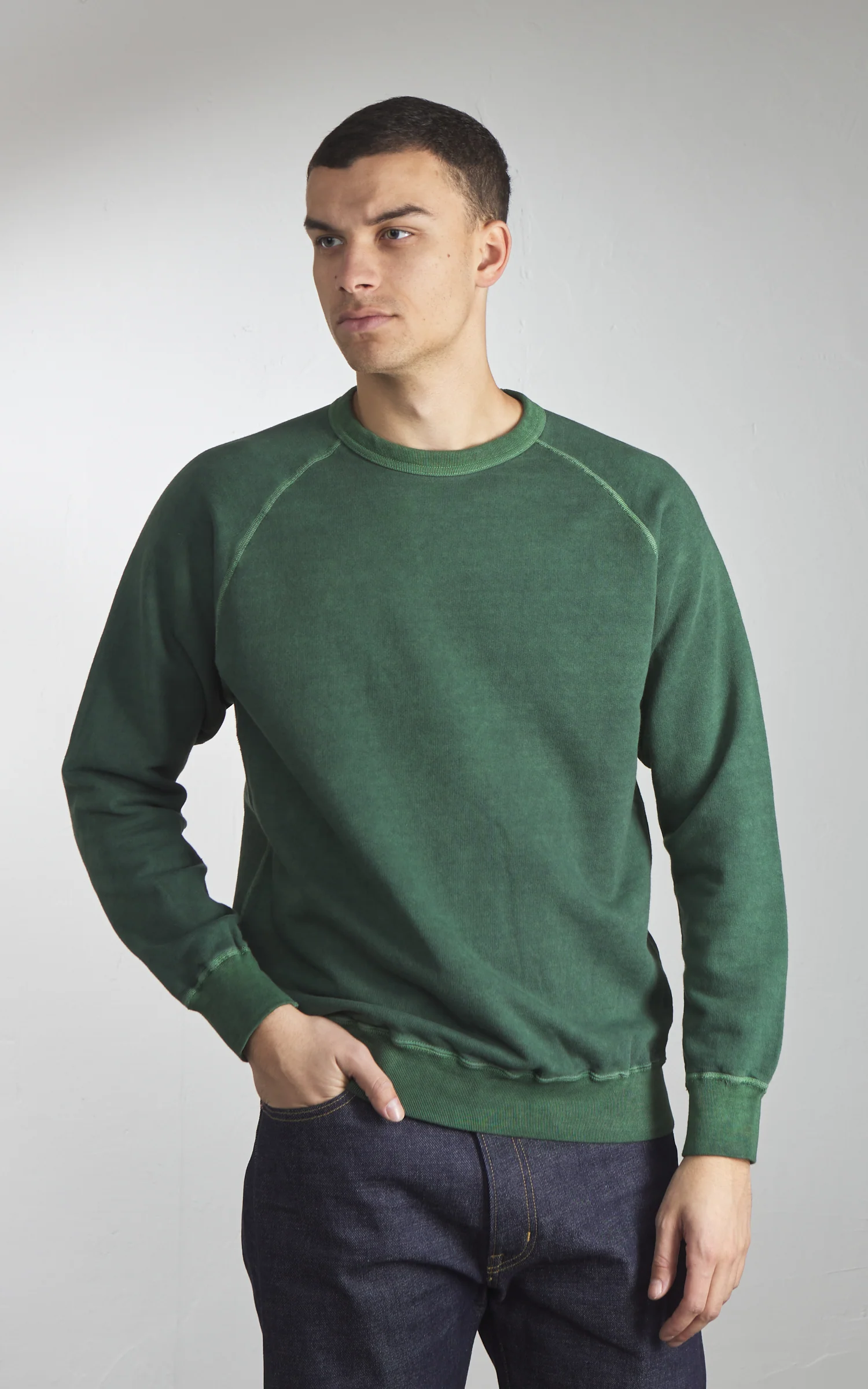 Good On Raglan Crew Sweatshirt P-Dark Green - Image 4