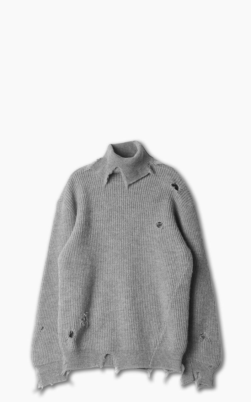 Hed Mayner Destroyed Turtleneck Sweater Light Grey