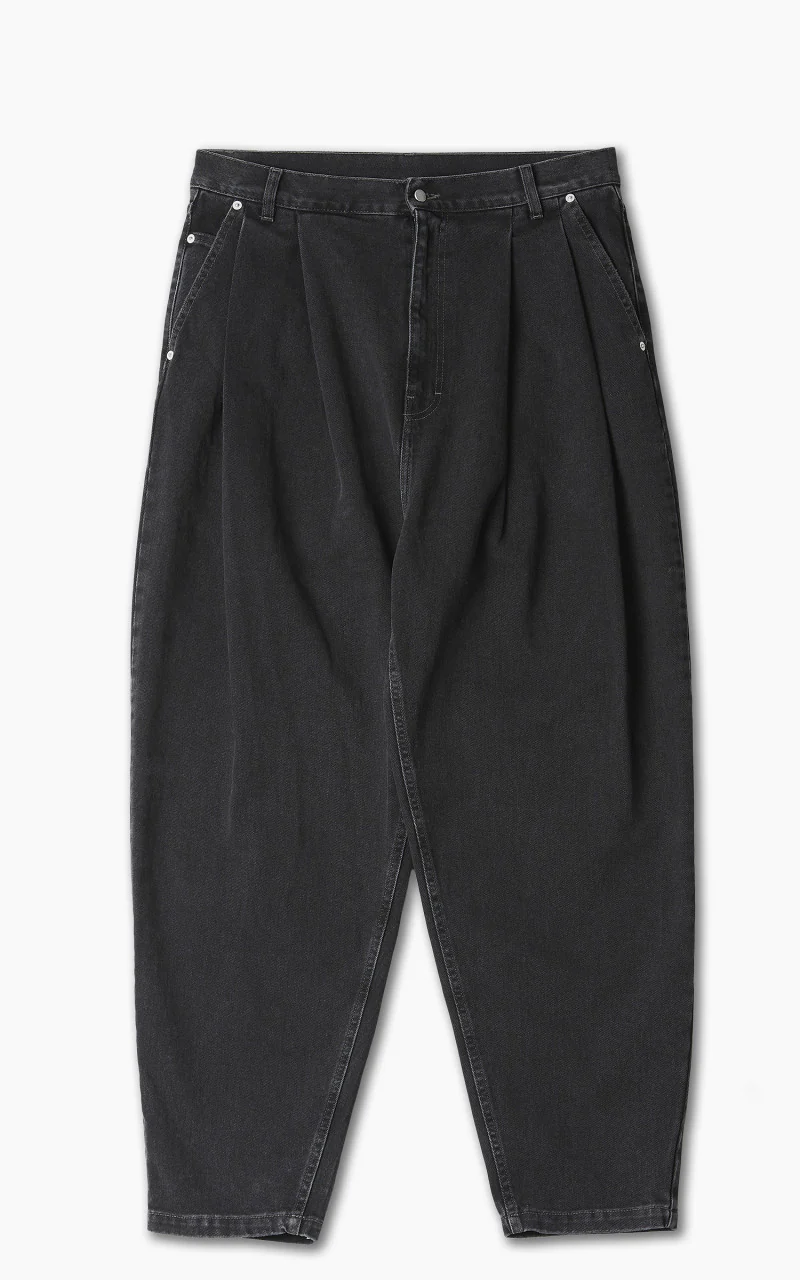 Hed Mayner Pleated Denim Black Stone Washed