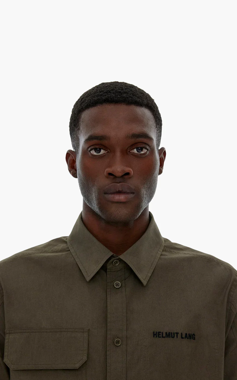 Helmut Lang Cargo Short-Sleeve Shirt Burnt Olive - Image 4