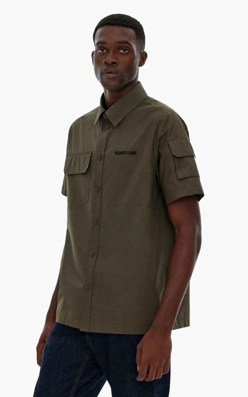 Helmut Lang Cargo Short-Sleeve Shirt Burnt Olive - Image 7