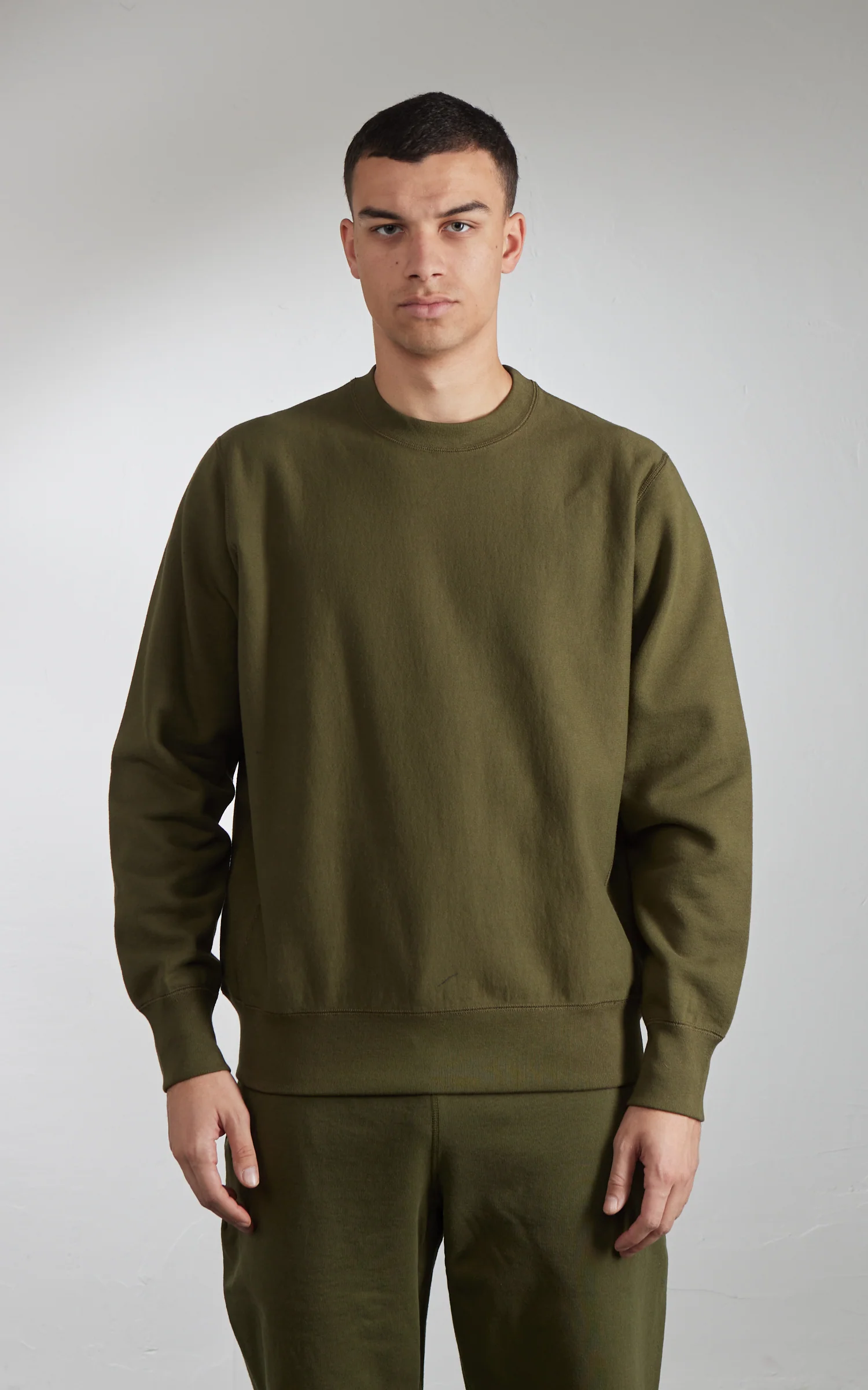 House Of Blanks Heavyweight Crewneck Sweatshirt Olive Drab - Image 2