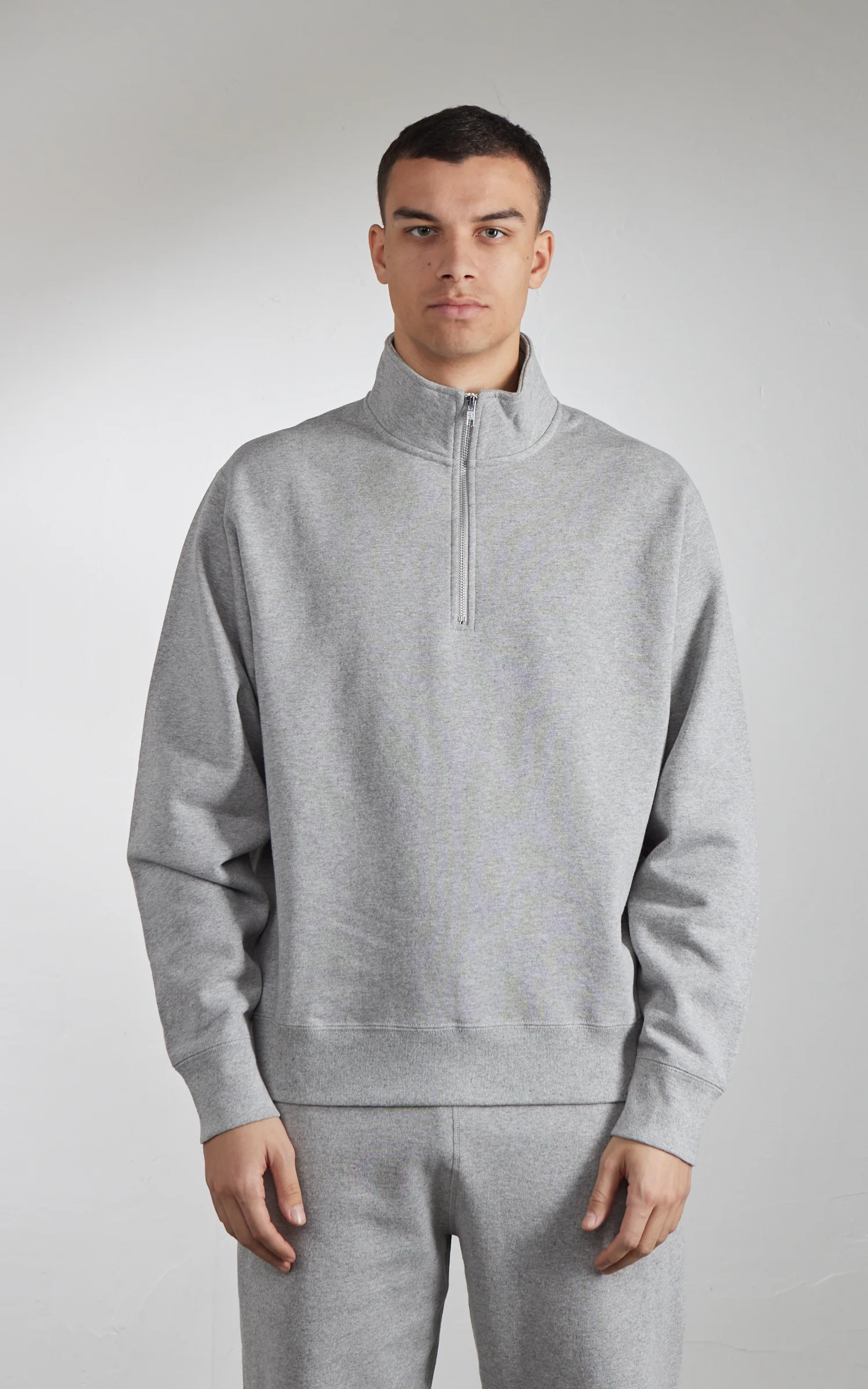 House Of Blanks Heavyweight Quarter Zip Sweatshirt Heather Grey - Image 2