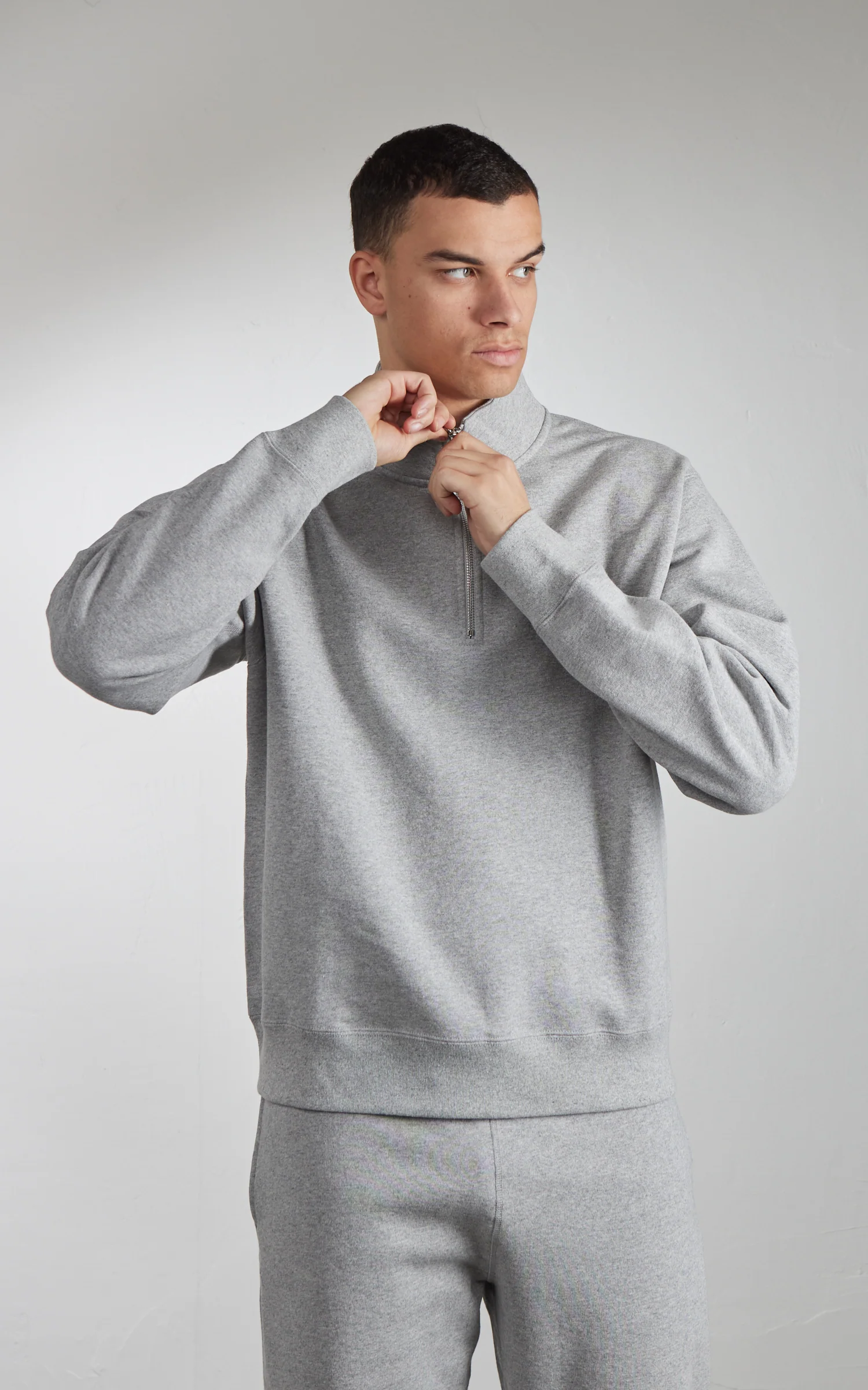 House Of Blanks Heavyweight Quarter Zip Sweatshirt Heather Grey - Image 5
