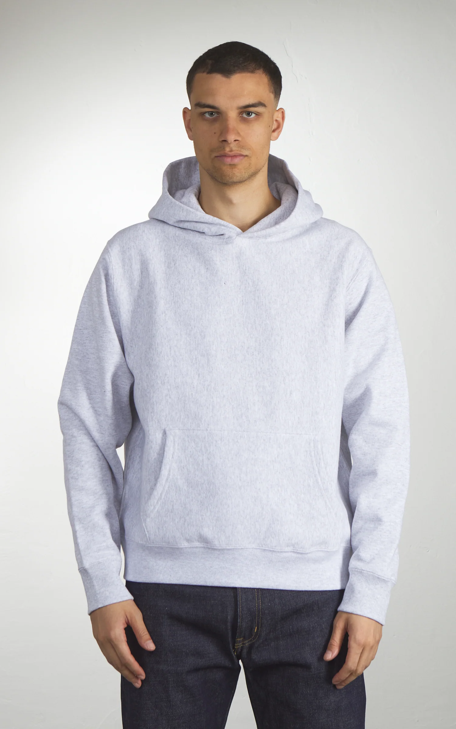 House Of Blanks Heavyweight Relaxed Fit Hooded Sweatshirt Heather Ash - Image 2