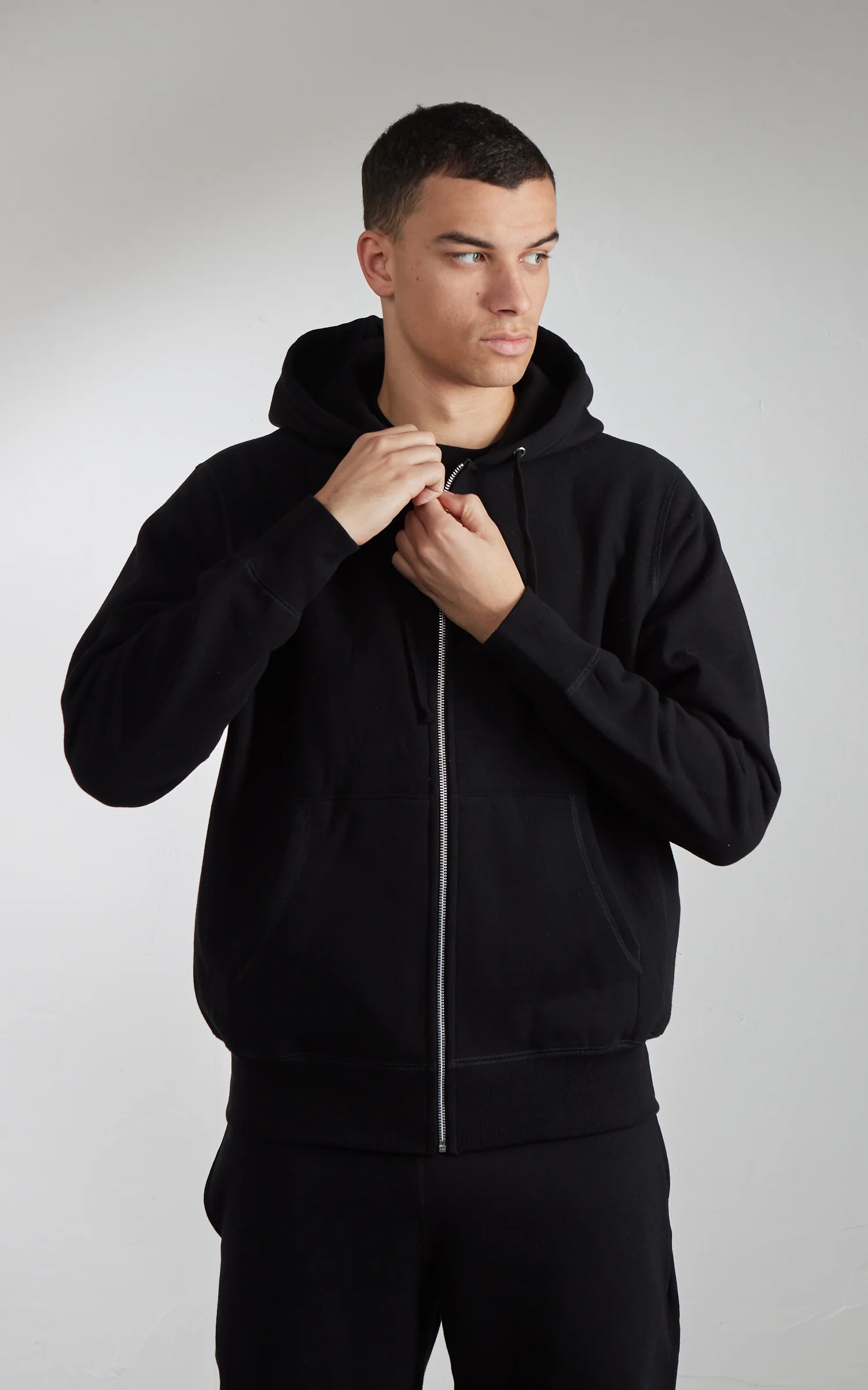 House Of Blanks Heavyweight Zip Hooded Sweatshirt Black - Image 4