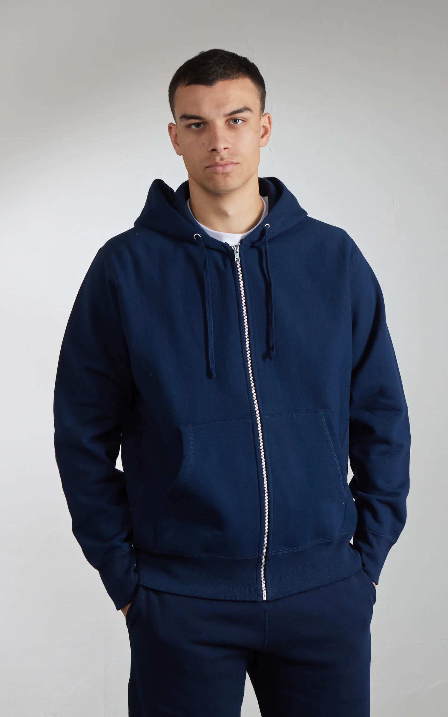 House Of Blanks Heavyweight Zip Hooded Sweatshirt Navy - Image 4