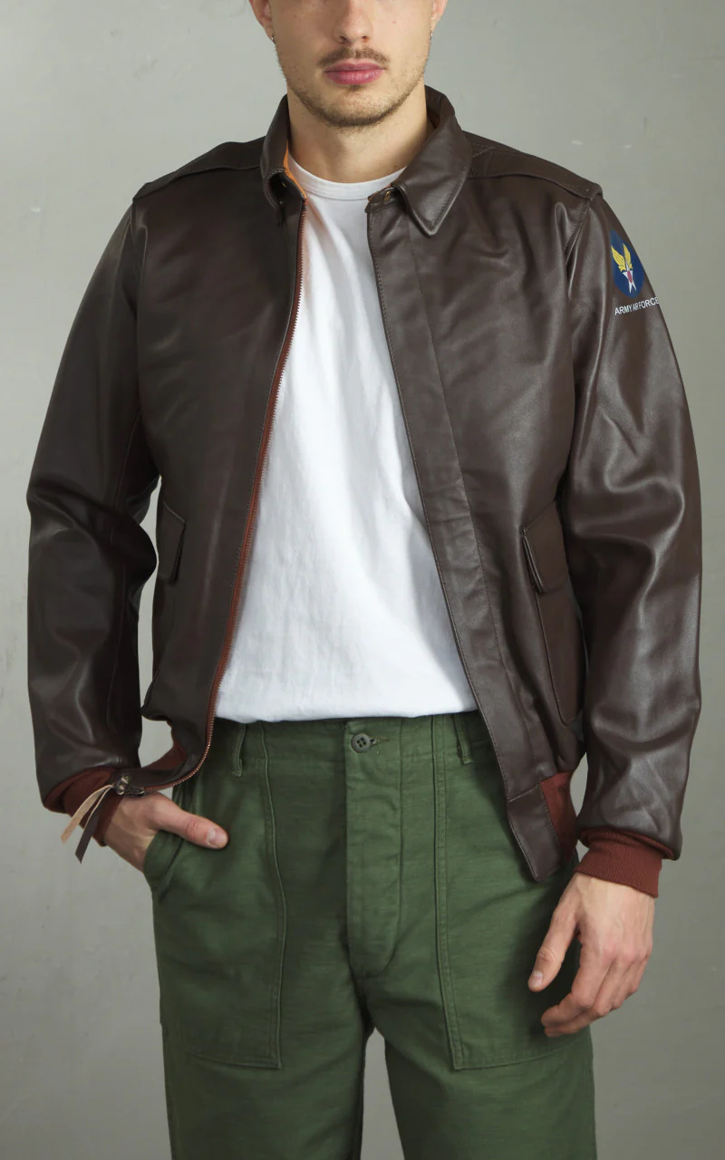 Houston A-2 Leather Jacket Horsehide Dark Brown - Image 2
