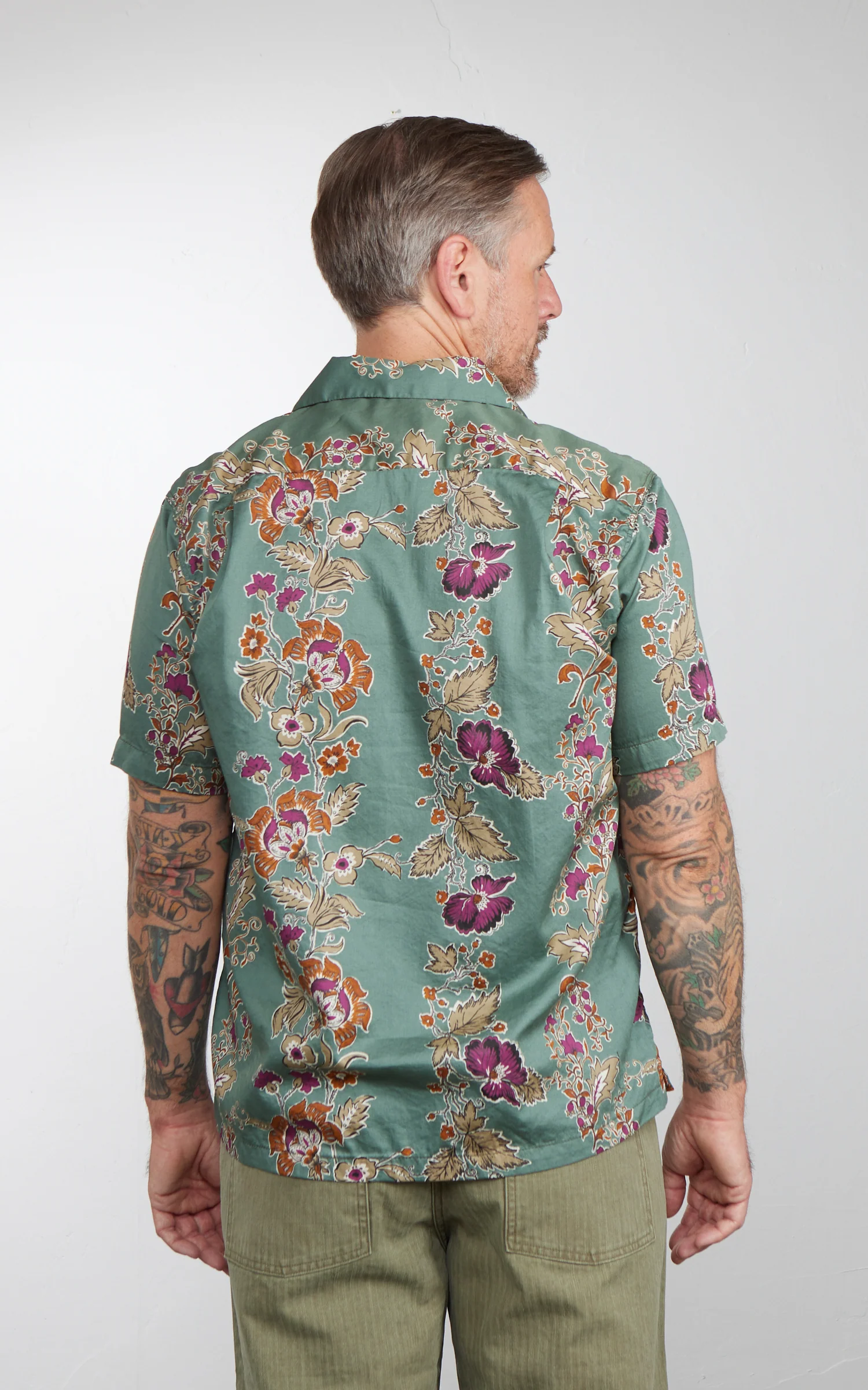 Houston (Botanical) Cotton Aloha Shirt Green - Image 5