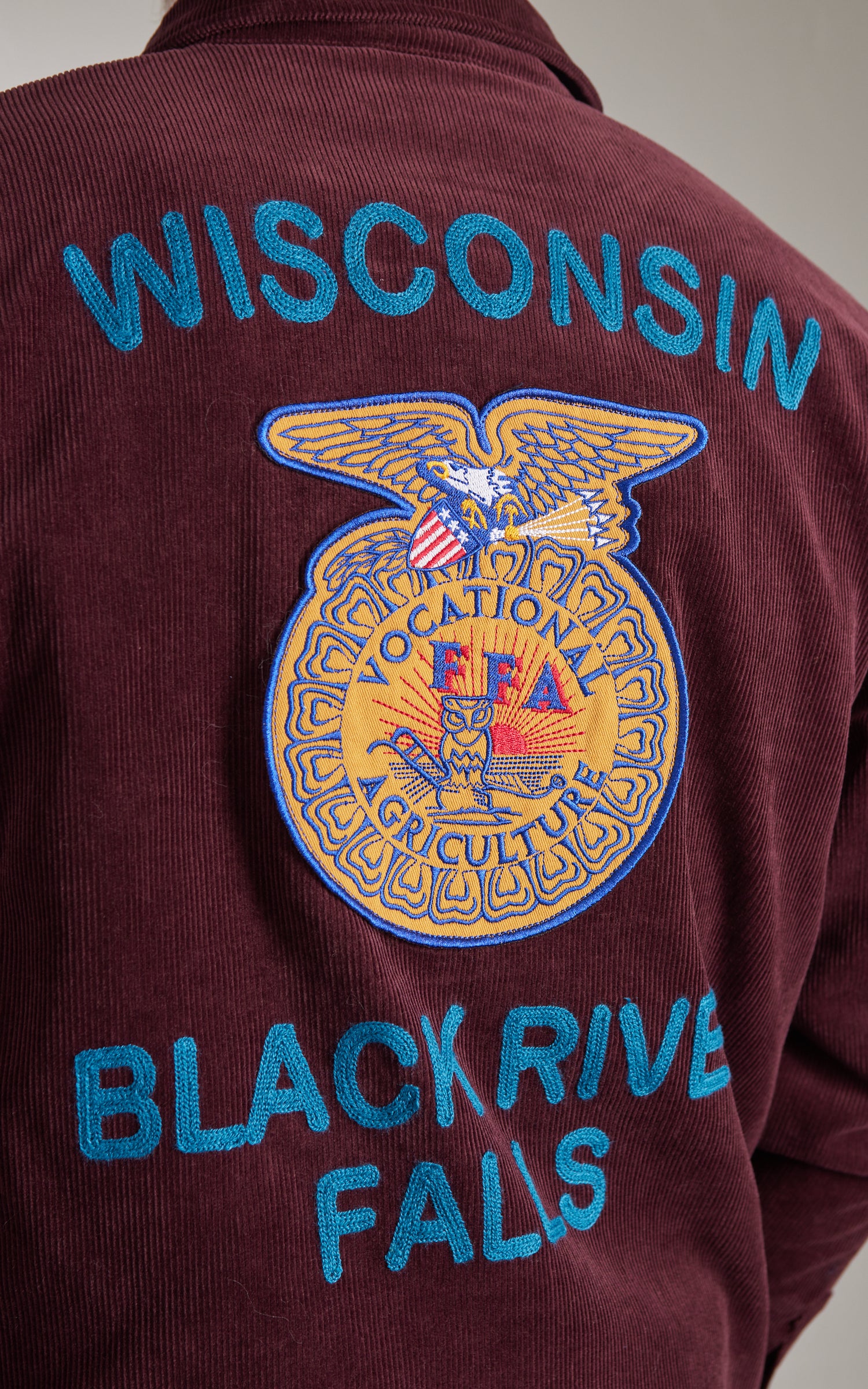 Houston Corduroy Embroidery FFA Jacket Burgundy - Image 7