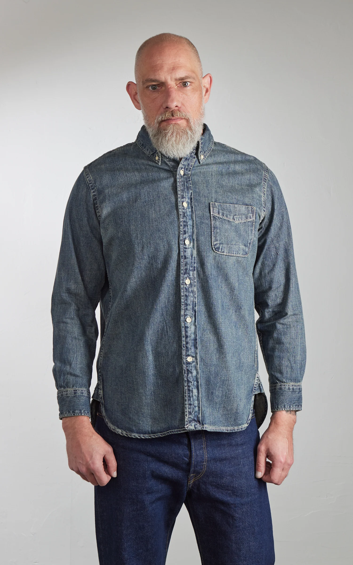 Houston Denim BD Shirt Vintage Wash Indigo - Image 2