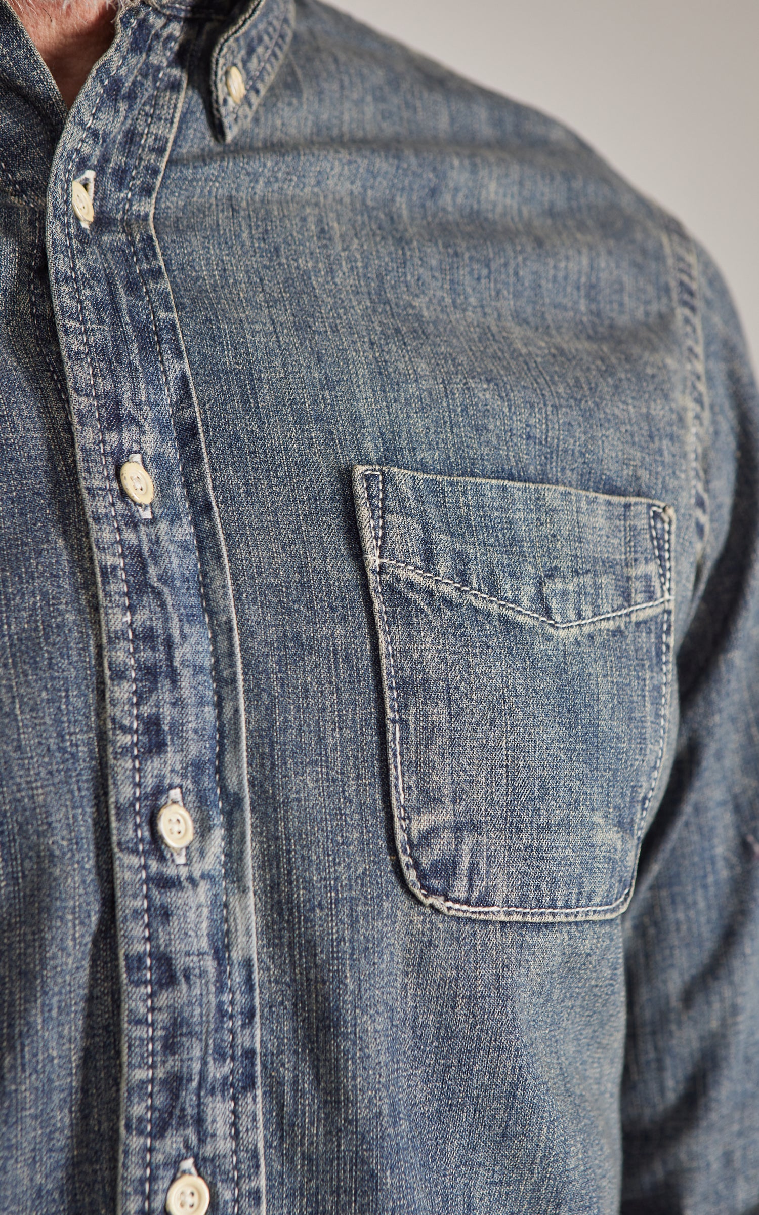 Houston Denim BD Shirt Vintage Wash Indigo - Image 4