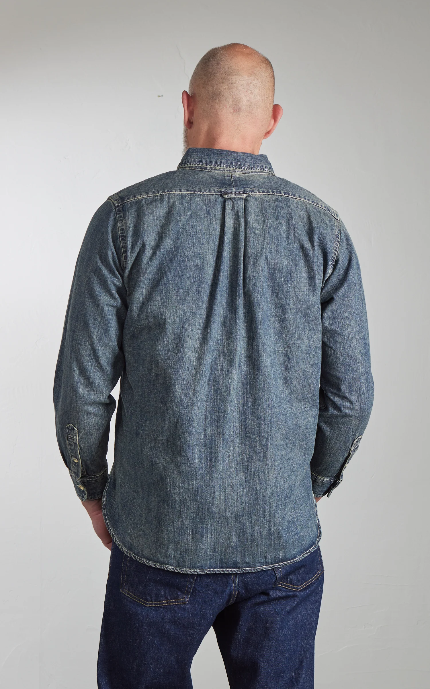 Houston Denim BD Shirt Vintage Wash Indigo - Image 6