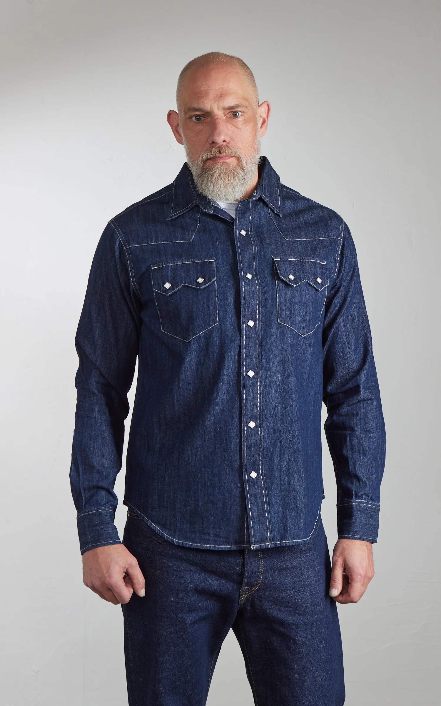 Houston Denim Western Shirt One Wash Indigo - Image 2
