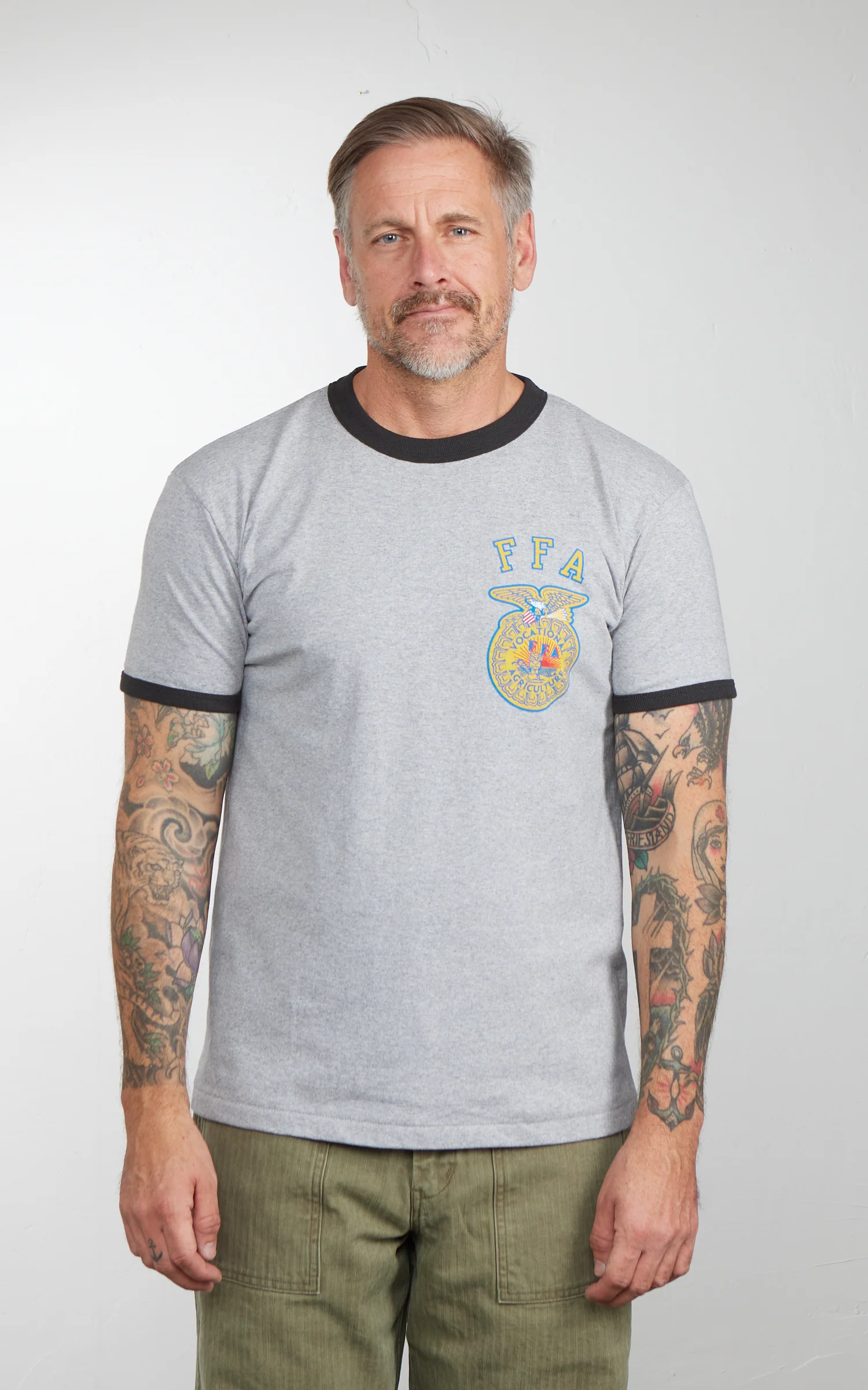 Houston (FFA) Printed Ringer T-Shirt Grey/Black - Image 2