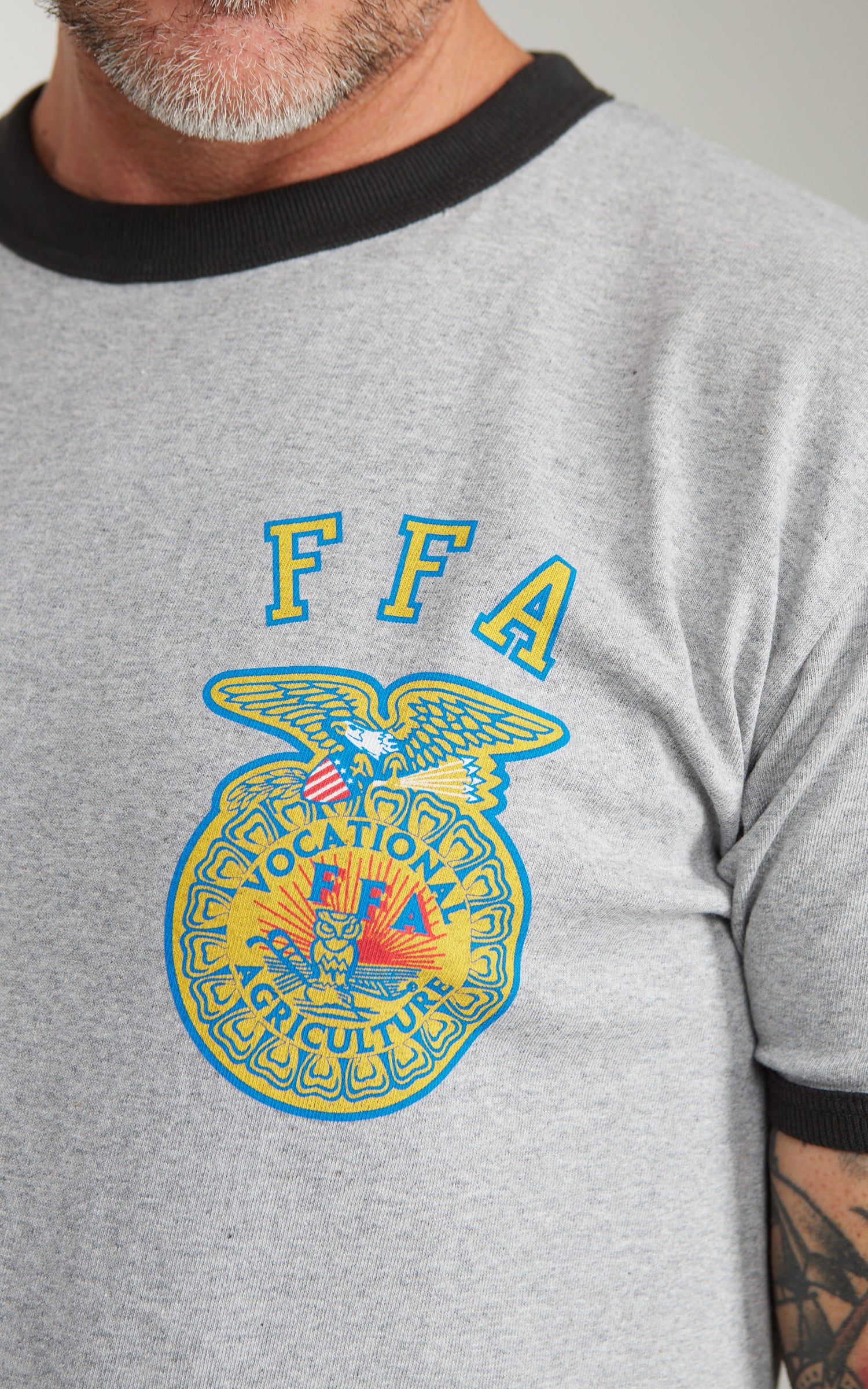 Houston (FFA) Printed Ringer T-Shirt Grey/Black - Image 4