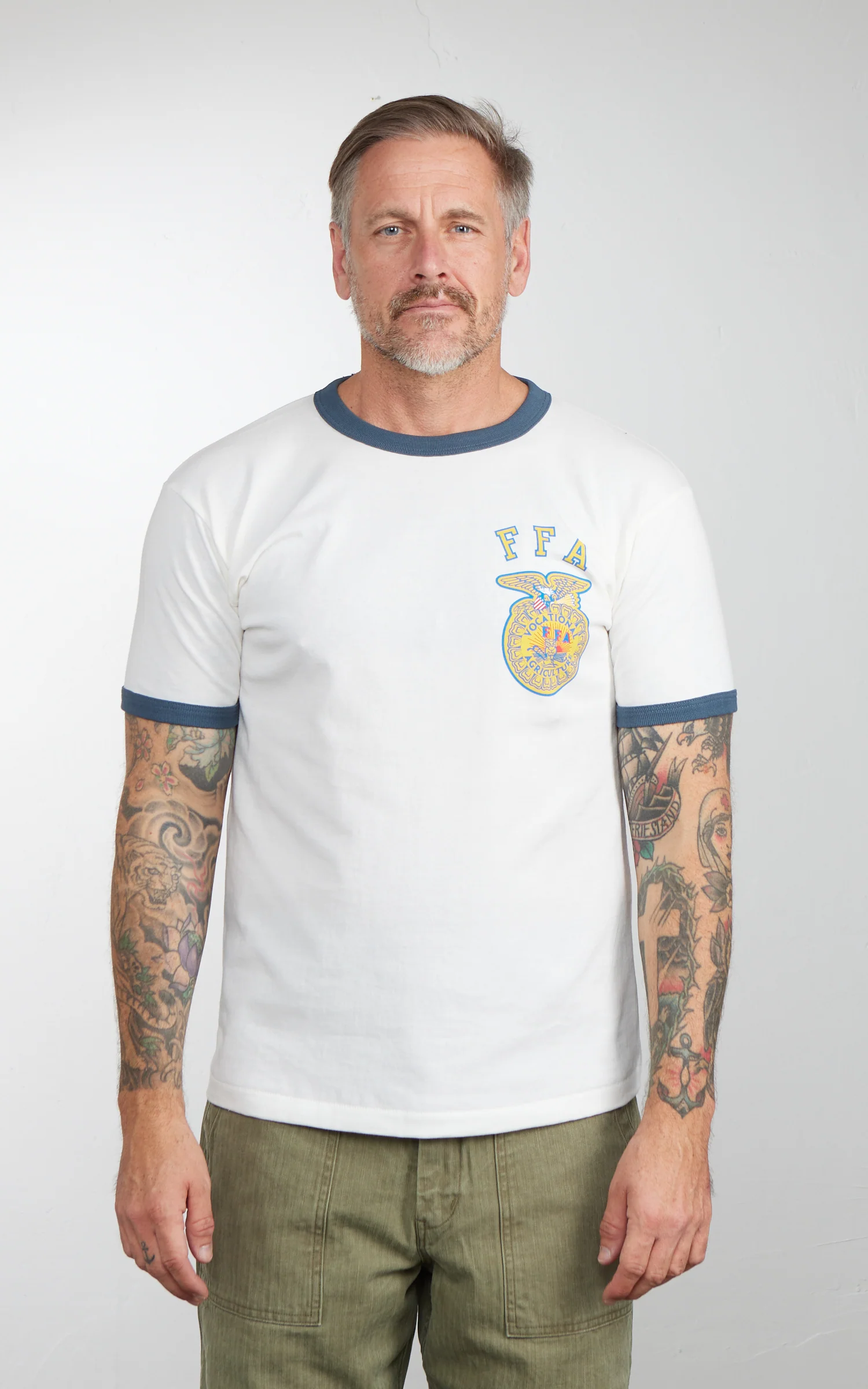 Houston (FFA) Printed Ringer T-Shirt White/Navy - Image 2