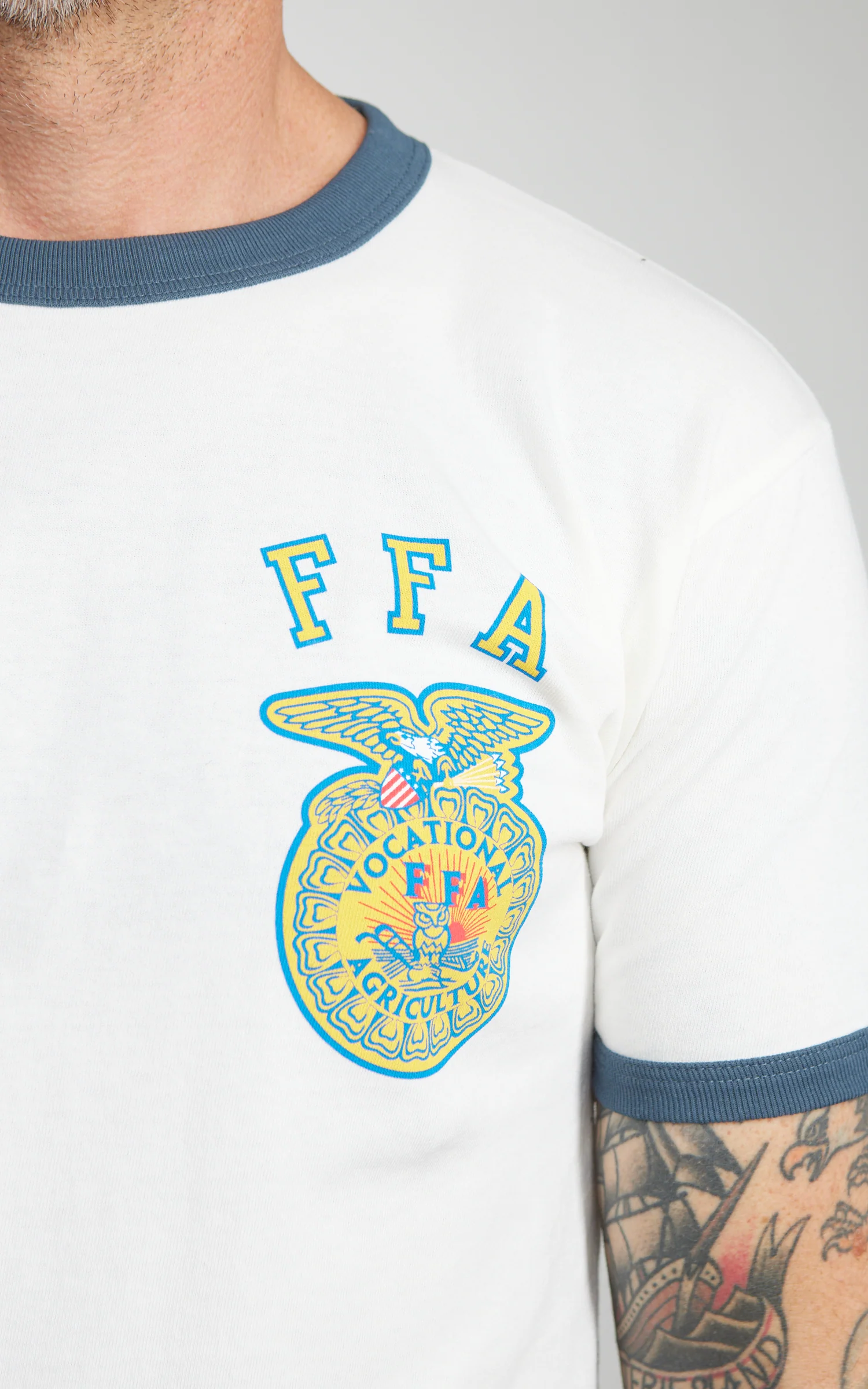 Houston (FFA) Printed Ringer T-Shirt White/Navy - Image 4