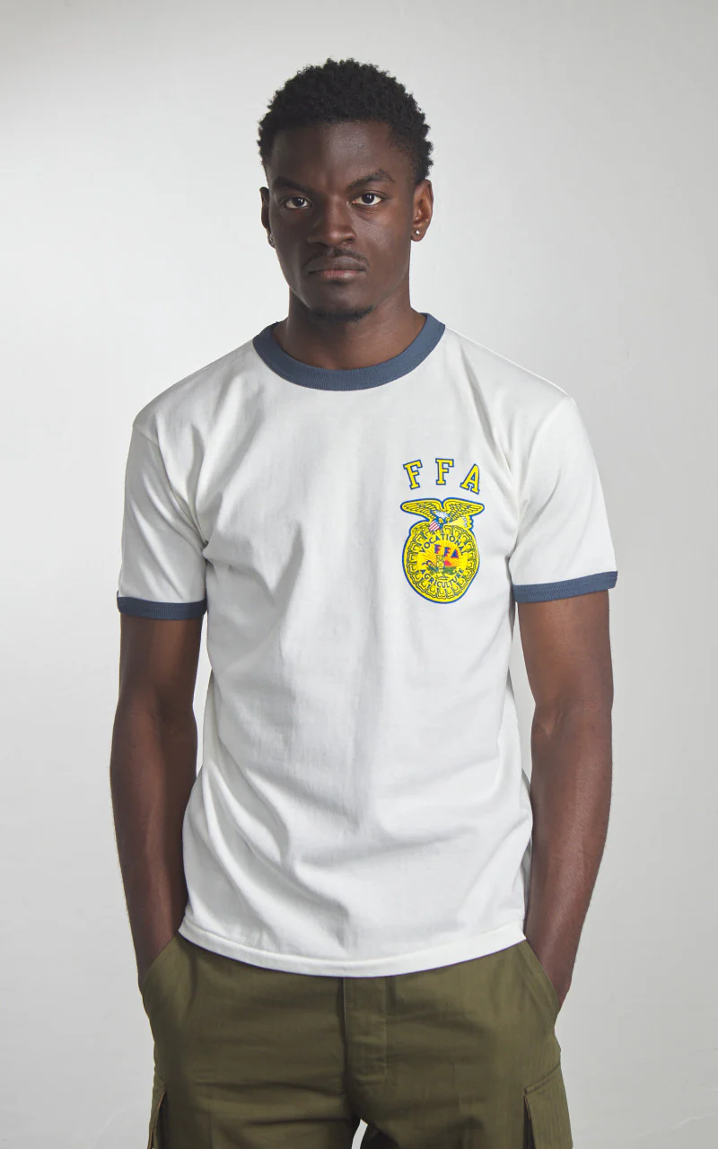 Houston FFA Ringer T-Shirt White/Navy - Image 2