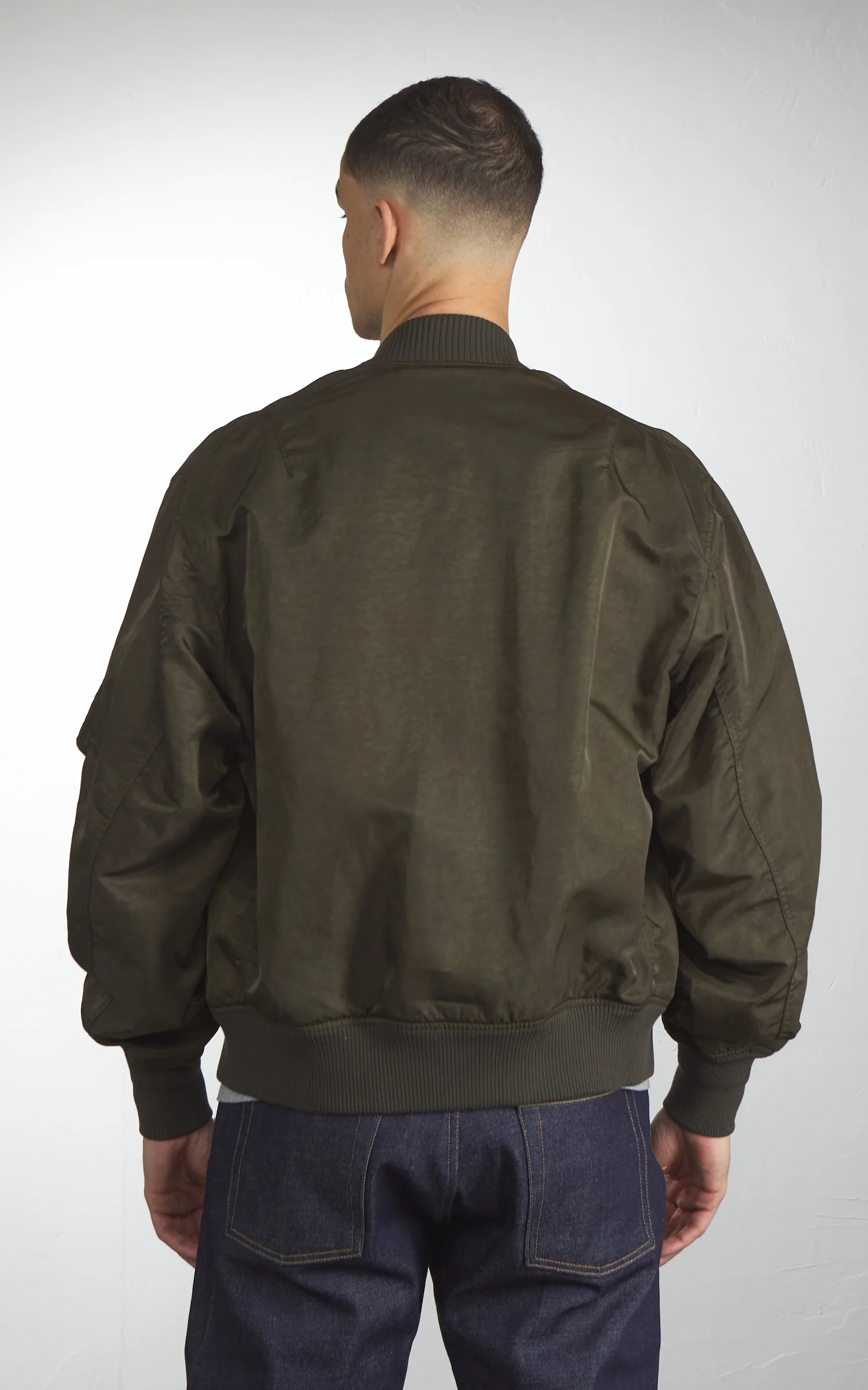 Houston Garment Dyed Nylon Light MA-1 Flight Jacket Olive Drab - Image 5