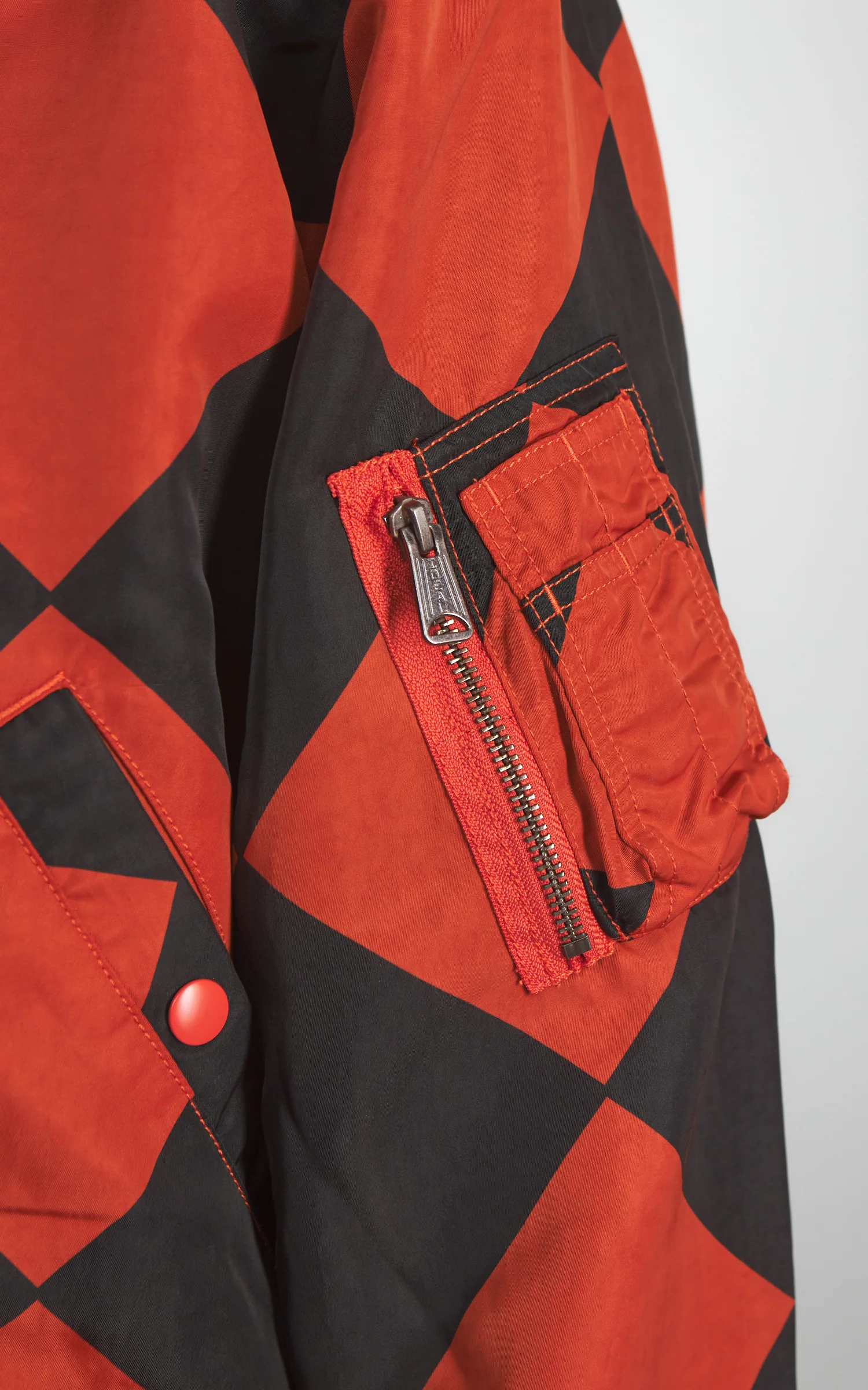 Houston Garment Dyed Nylon Line Crewman MA-1 Flight Jacket Orange - Image 5