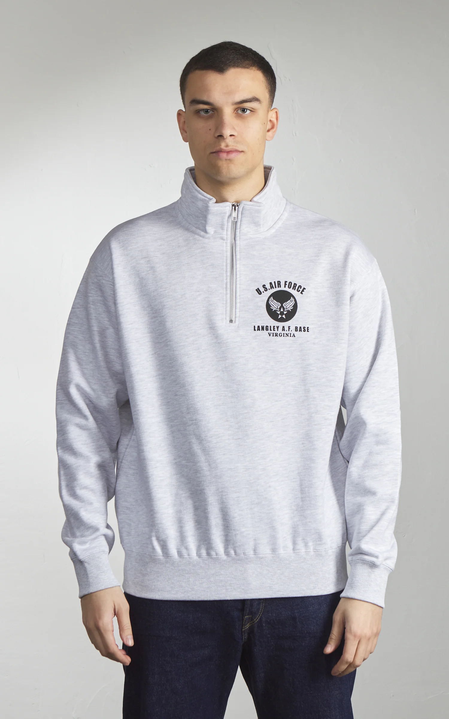 Houston Half Zip Sweatshirt US Air Force Grey - Image 2
