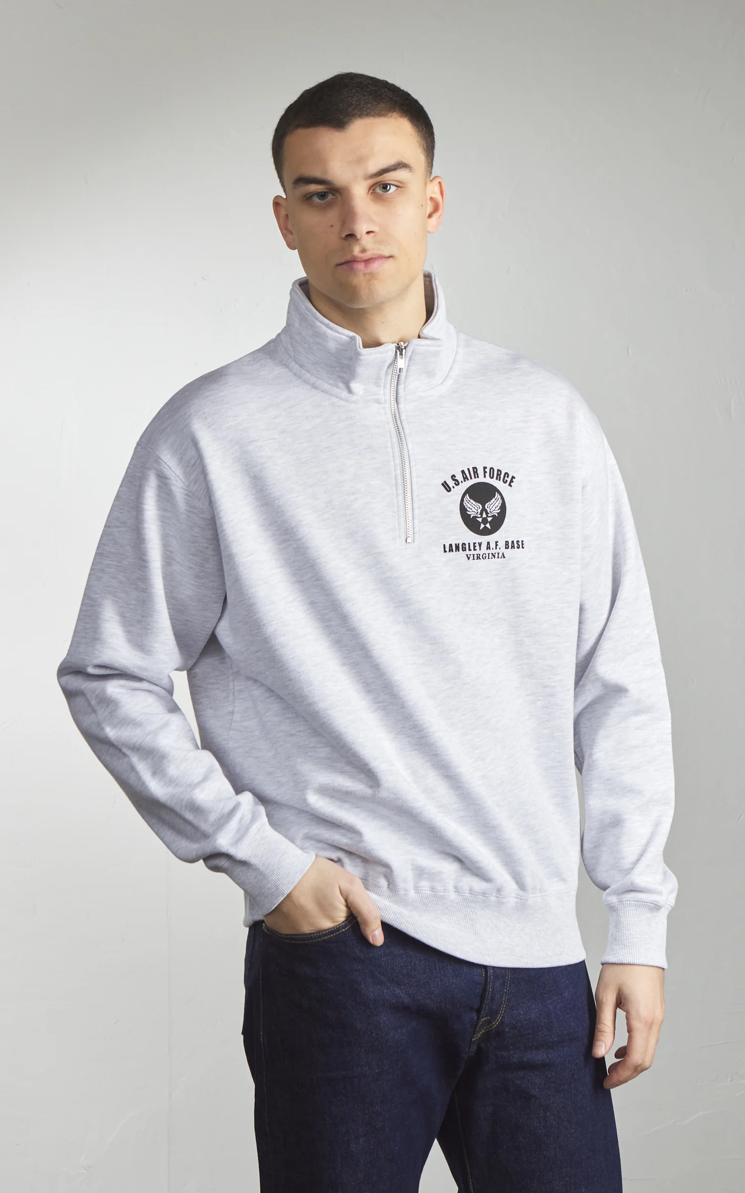 Houston Half Zip Sweatshirt US Air Force Grey - Image 4