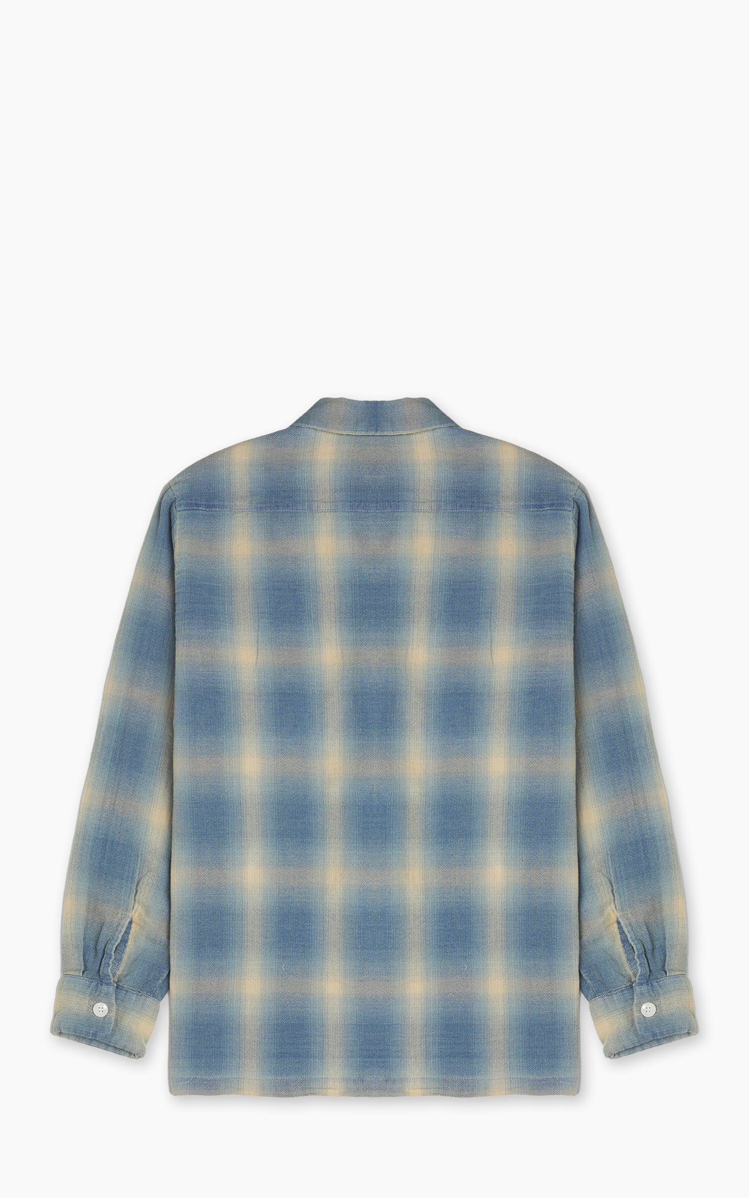 Houston Indigo Herringbone Ombre Check L/S Shirt Indigo Bleach - Image 3