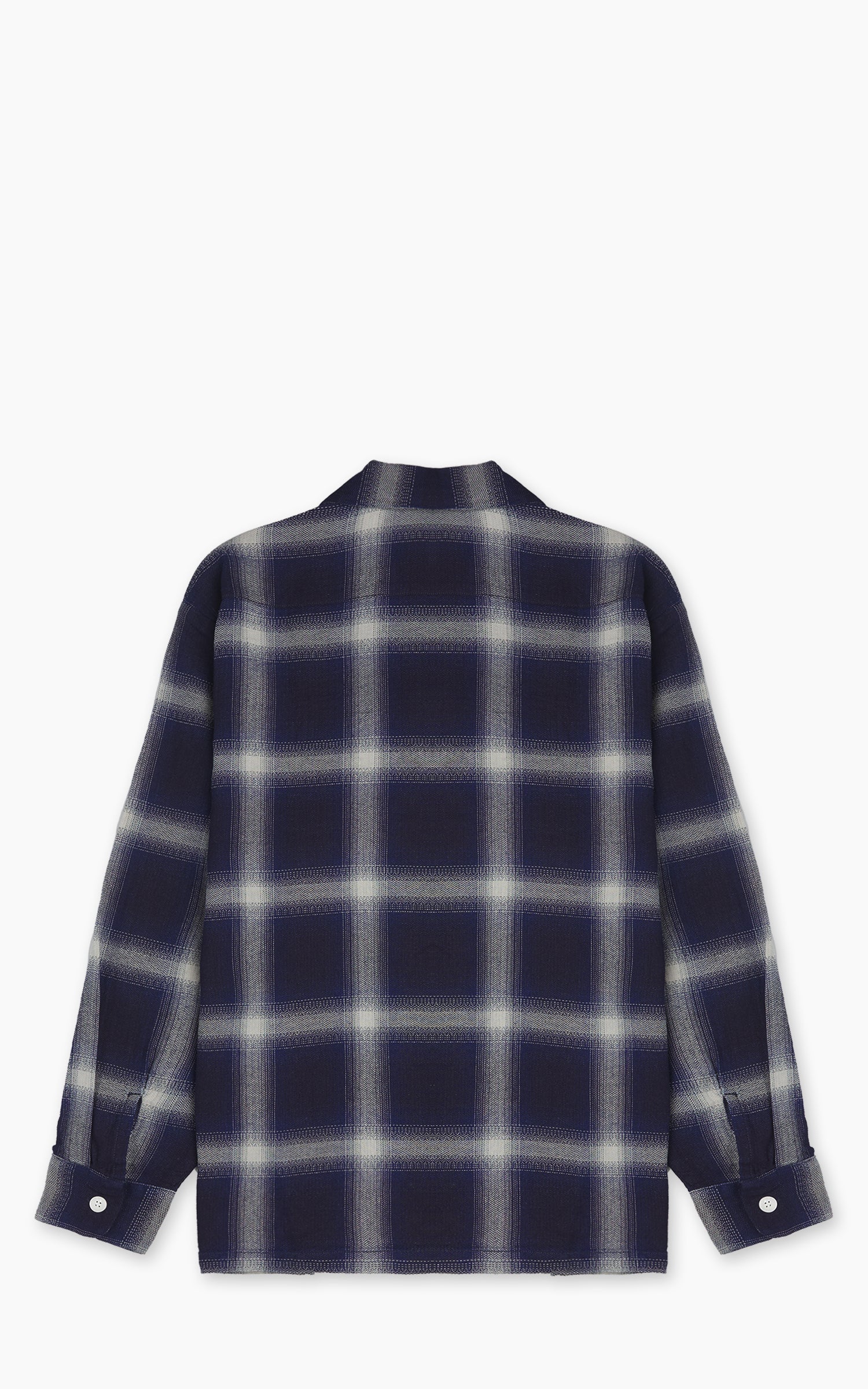 Houston Indigo Herringbone Ombre Check L/S Shirt Indigo One Wash - Image 3