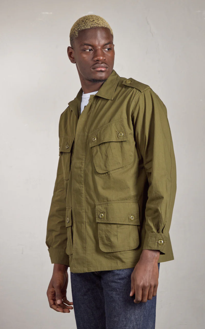 Houston Jungle Fatigue Jacket Cotton Poplin Olive Drab - Image 3