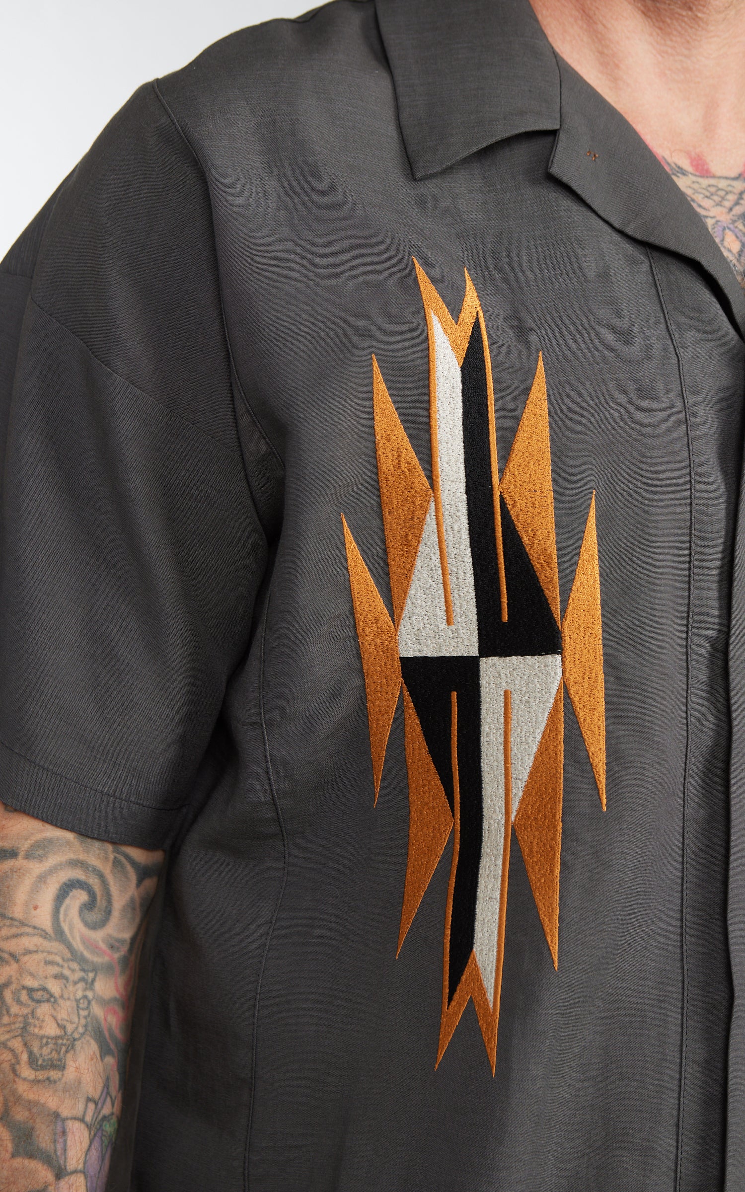 Houston Linen Chimayo Shirt Charcoal - Image 4