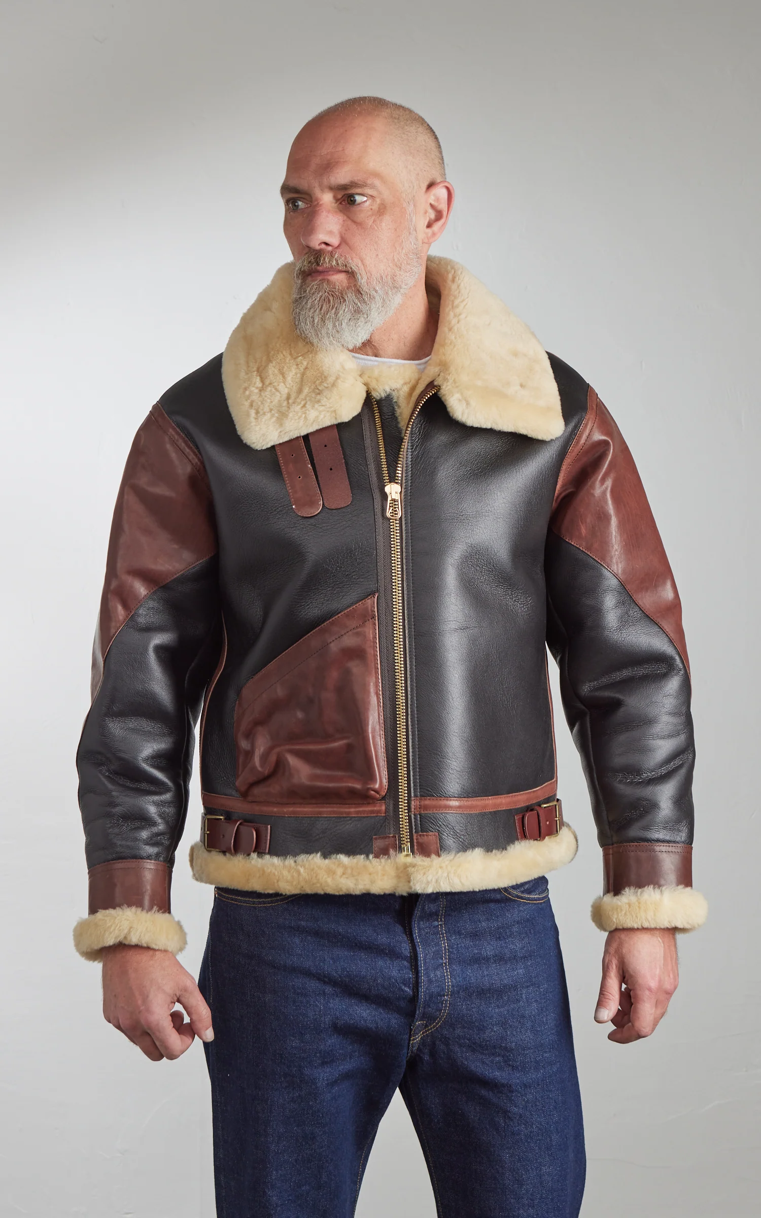 Houston Mouton B-3 1Pocket Flight Jacket Brown - Image 2