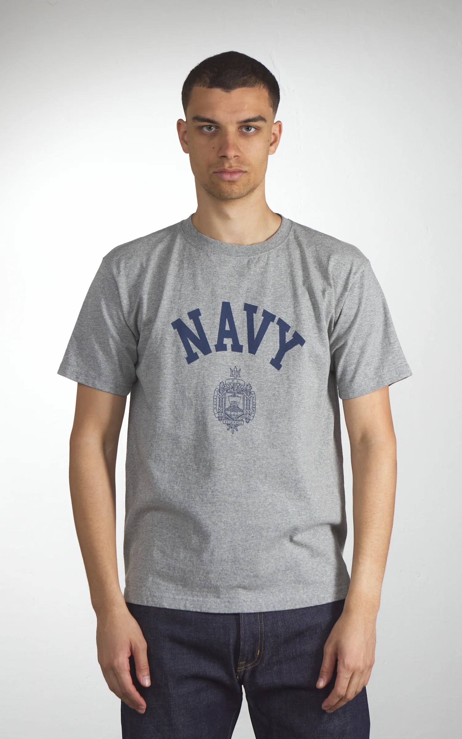 Houston (Navy) Print Tubular T-Shirt Heather Grey - Image 2