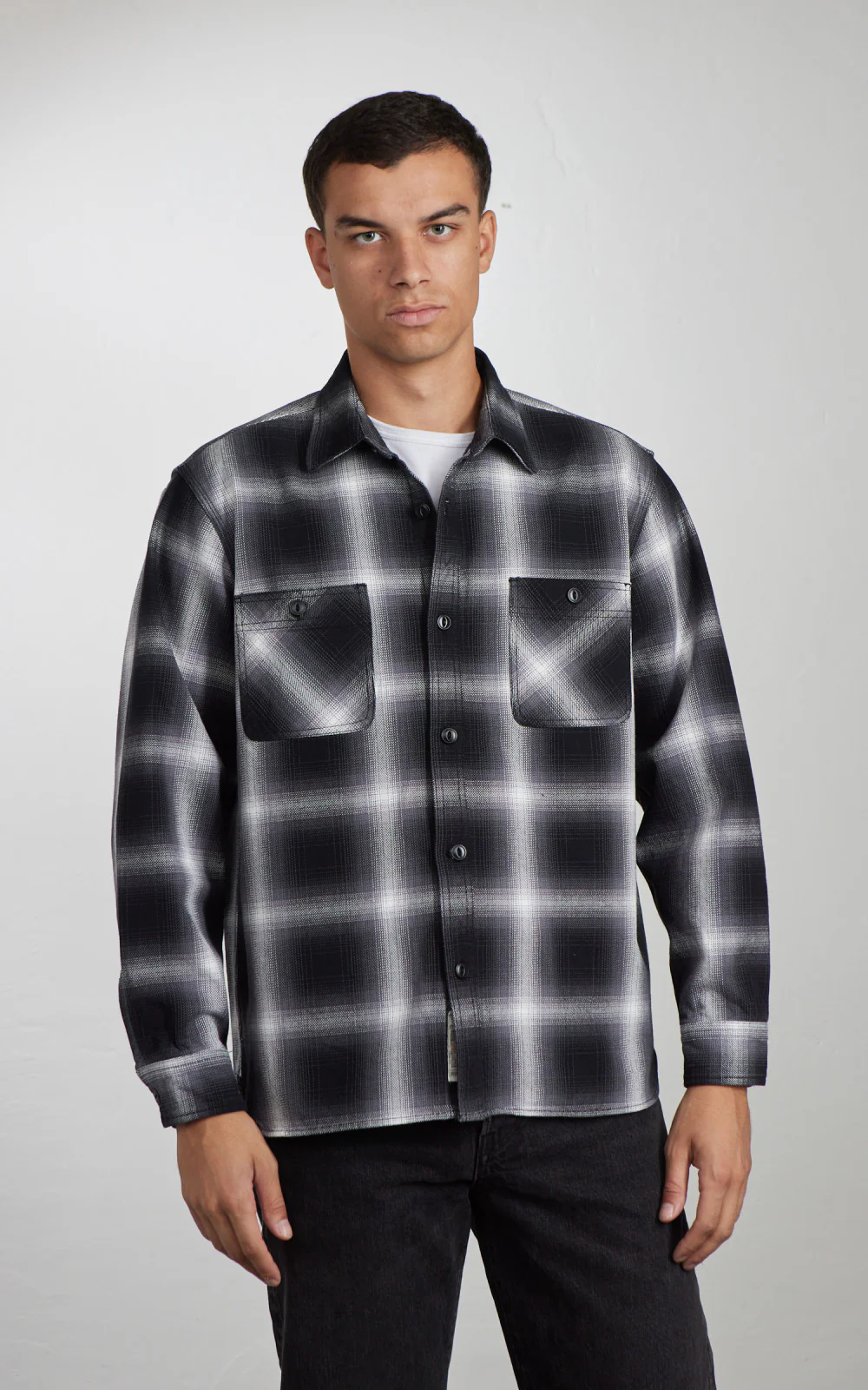 Houston Ombre Check Viyella Shirt Black - Image 2