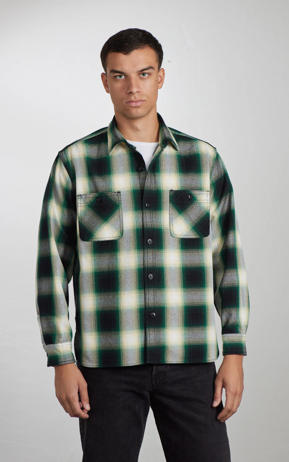 Houston Ombre Check Viyella Shirt Green - Image 2