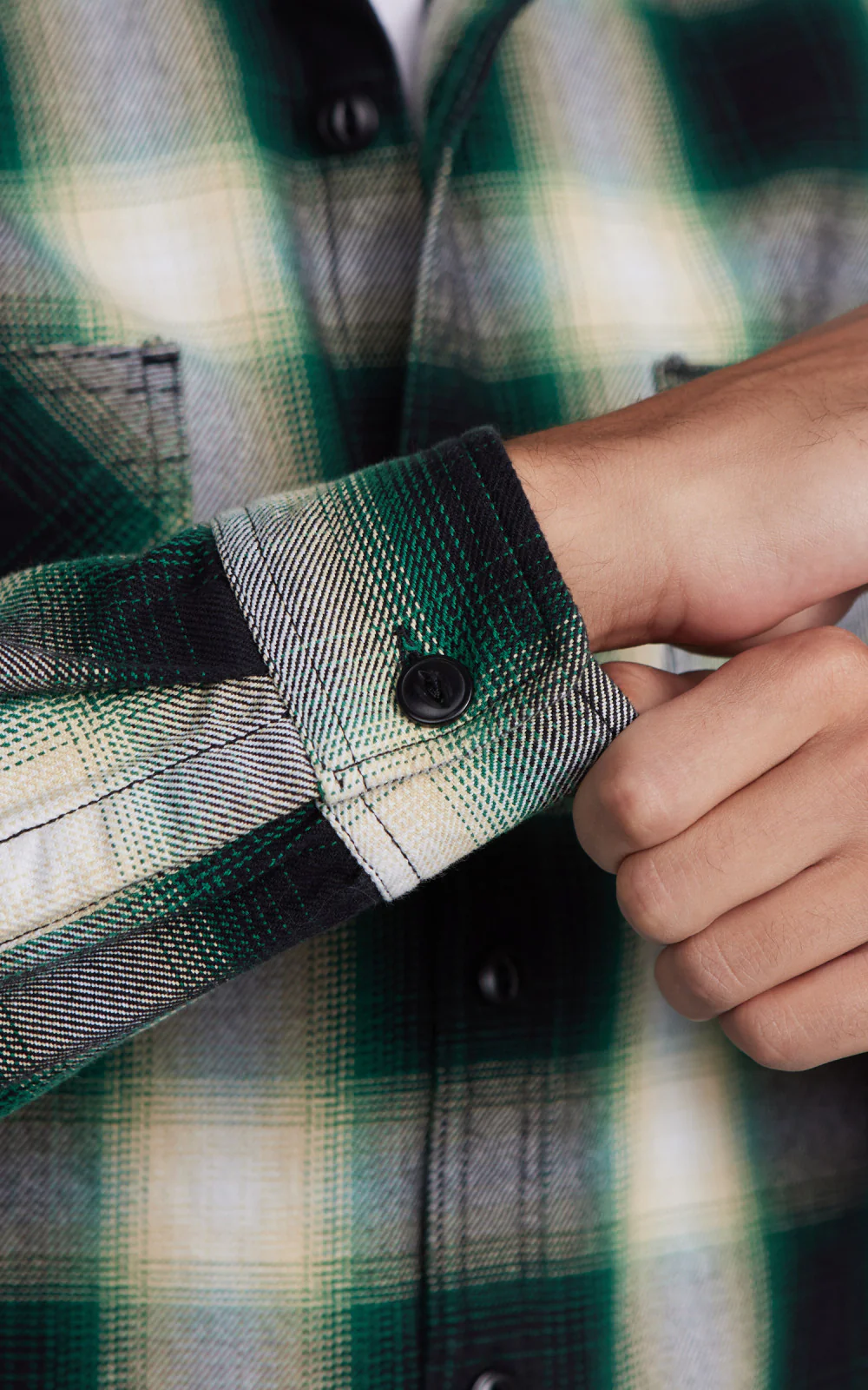 Houston Ombre Check Viyella Shirt Green - Image 6