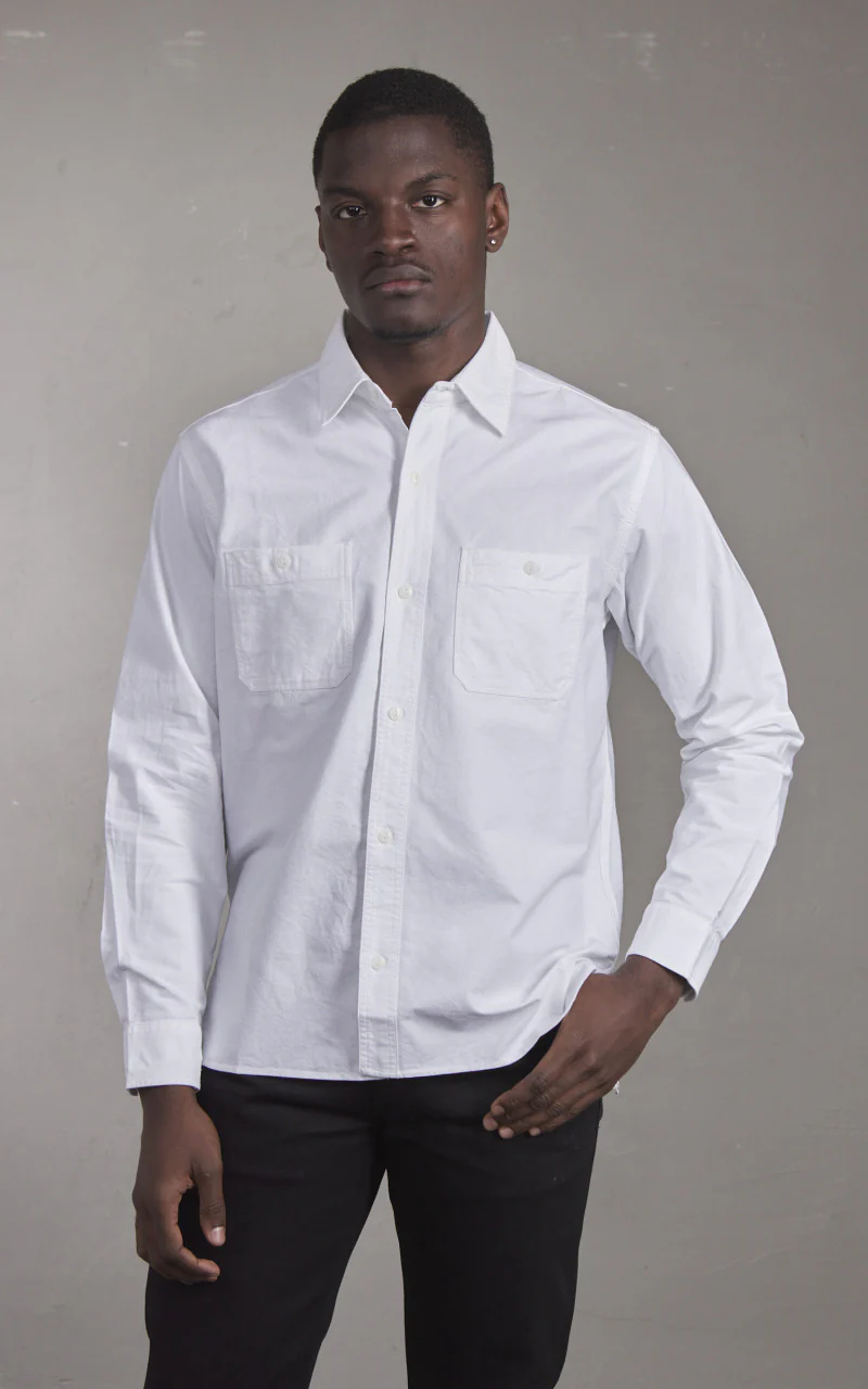 Houston Oxford Work Shirt White - Image 2