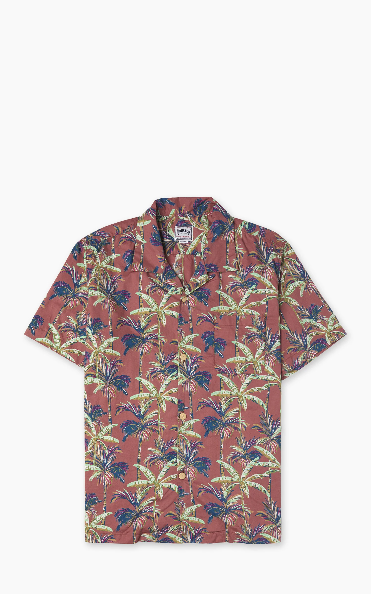 Houston (Palm Tree) Cotton Aloha Shirt Terracotta