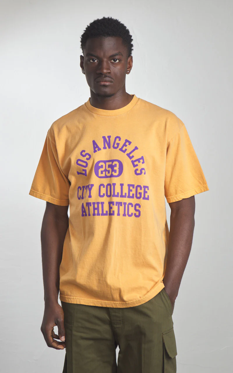 Houston Pigment Dyed (Los Angeles) Print T-Shirt Yellow - Image 2