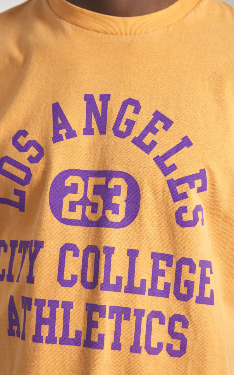 Houston Pigment Dyed (Los Angeles) Print T-Shirt Yellow - Image 4